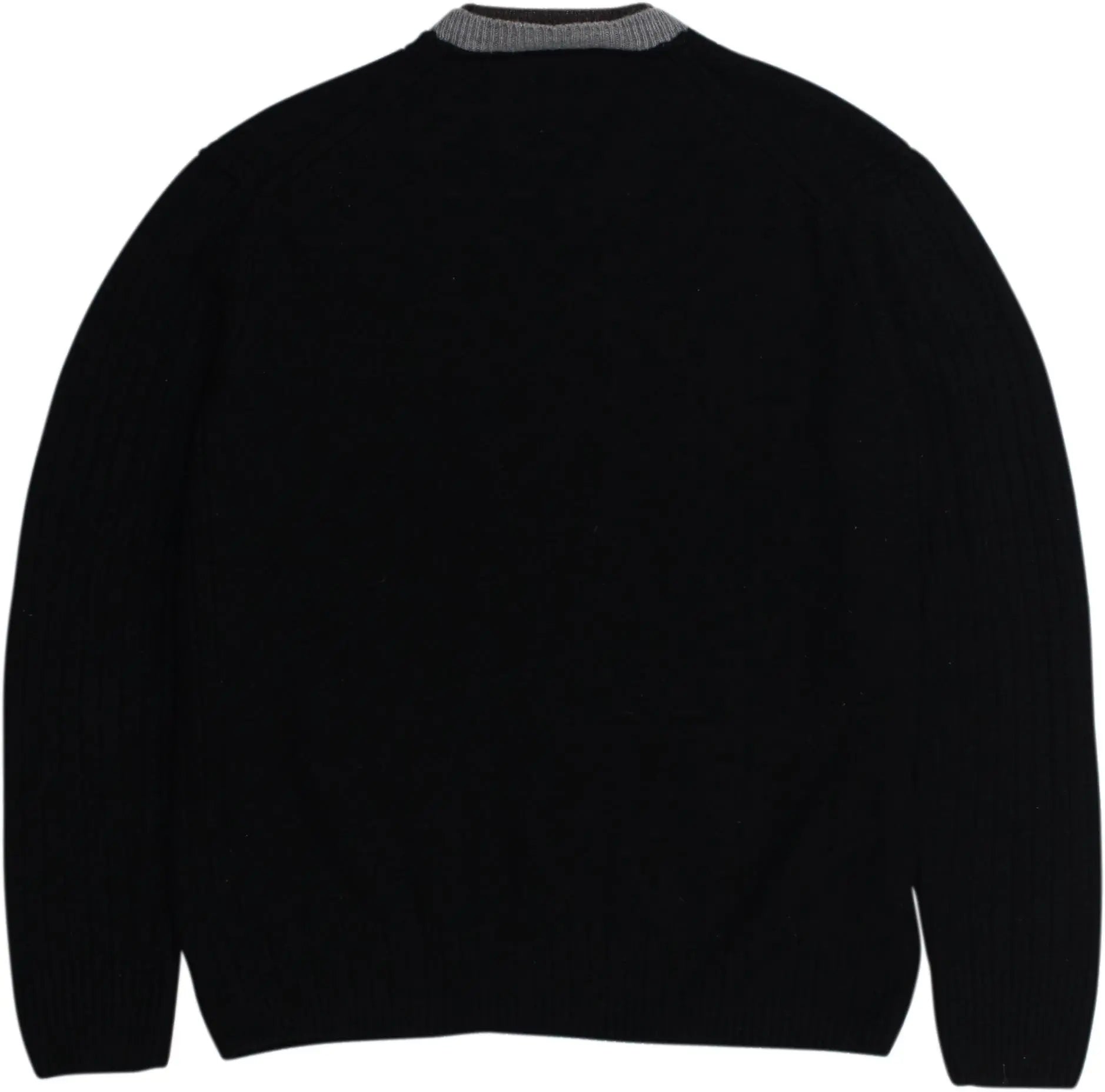 Lotto - Black Wool Blend V-Neck Jumper- ThriftTale.com - Vintage and second handclothing