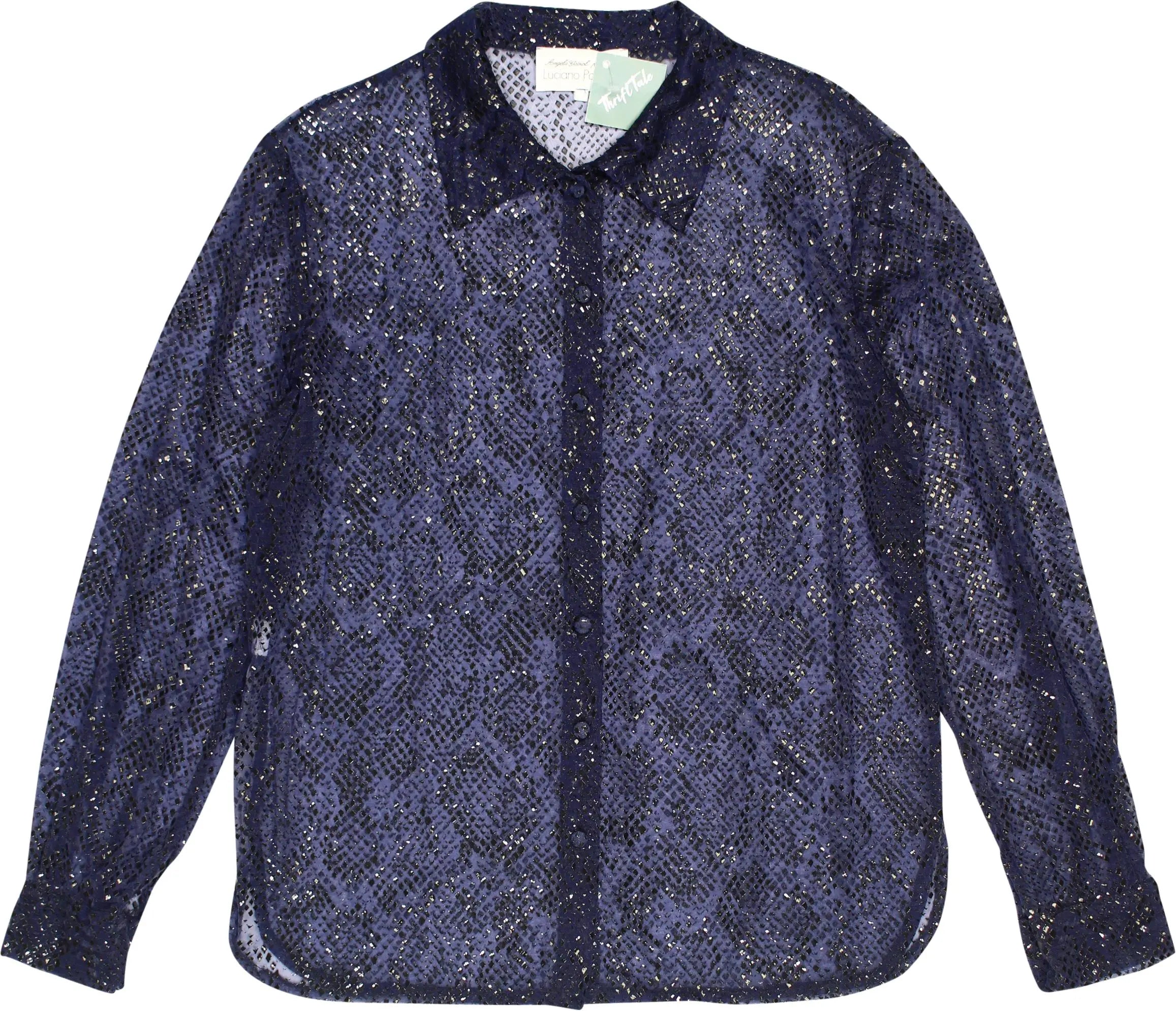 Luciano Pavarotti - Seethrough Shirt with Foil Print Details- ThriftTale.com - Vintage and second handclothing