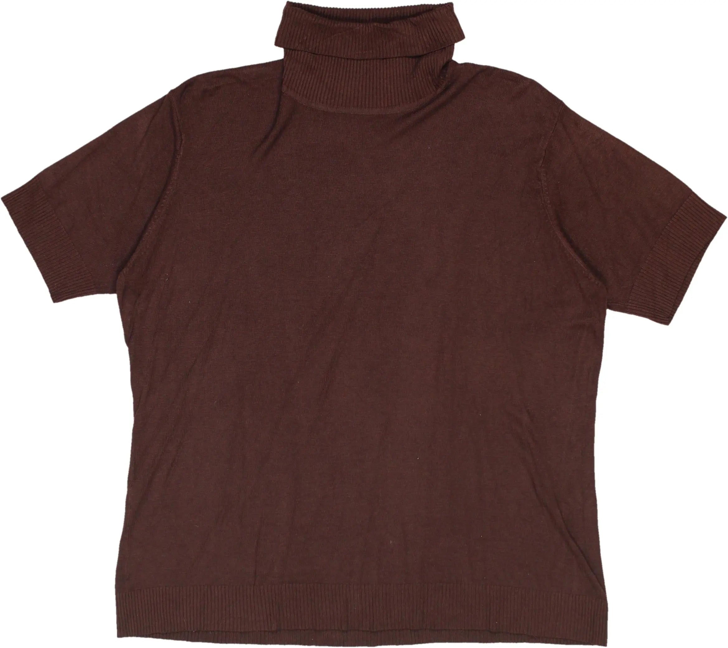 MS Mode - Brown Short Sleeve Turtleneck Jumper- ThriftTale.com - Vintage and second handclothing