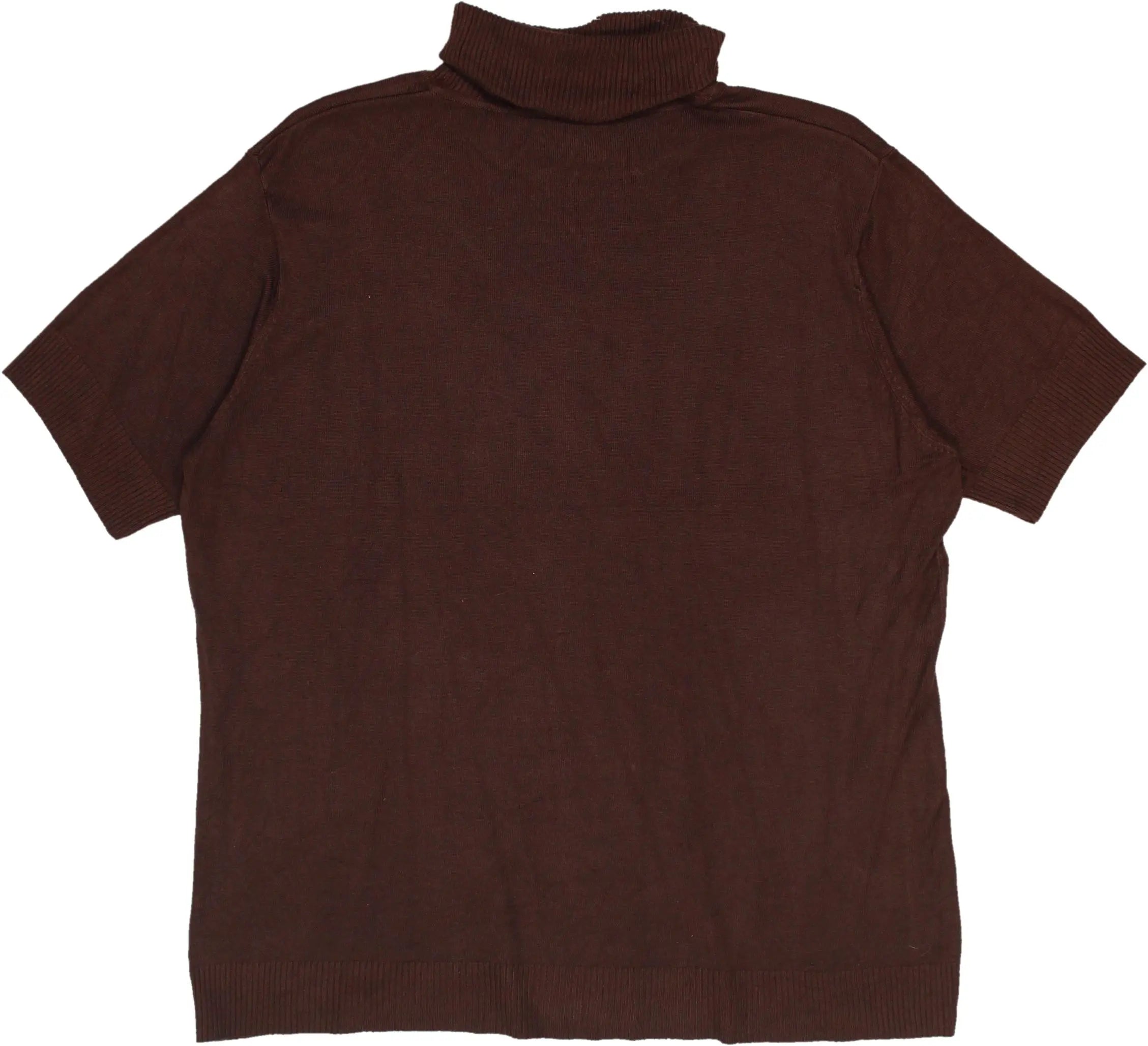 MS Mode - Brown Short Sleeve Turtleneck Jumper- ThriftTale.com - Vintage and second handclothing