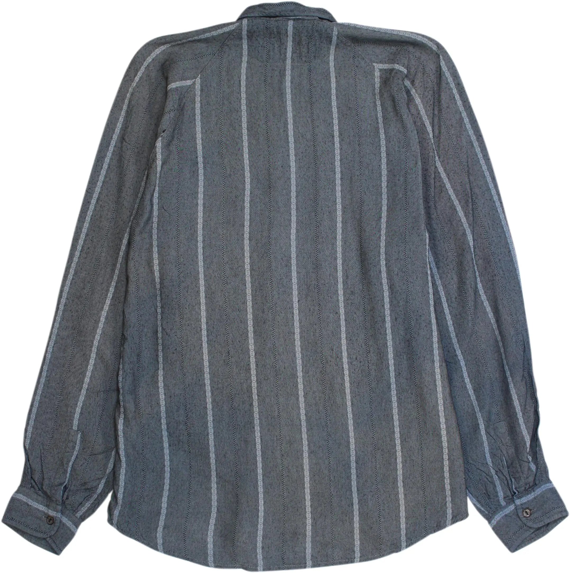 Manufacturer - Blue Striped Shirt- ThriftTale.com - Vintage and second handclothing