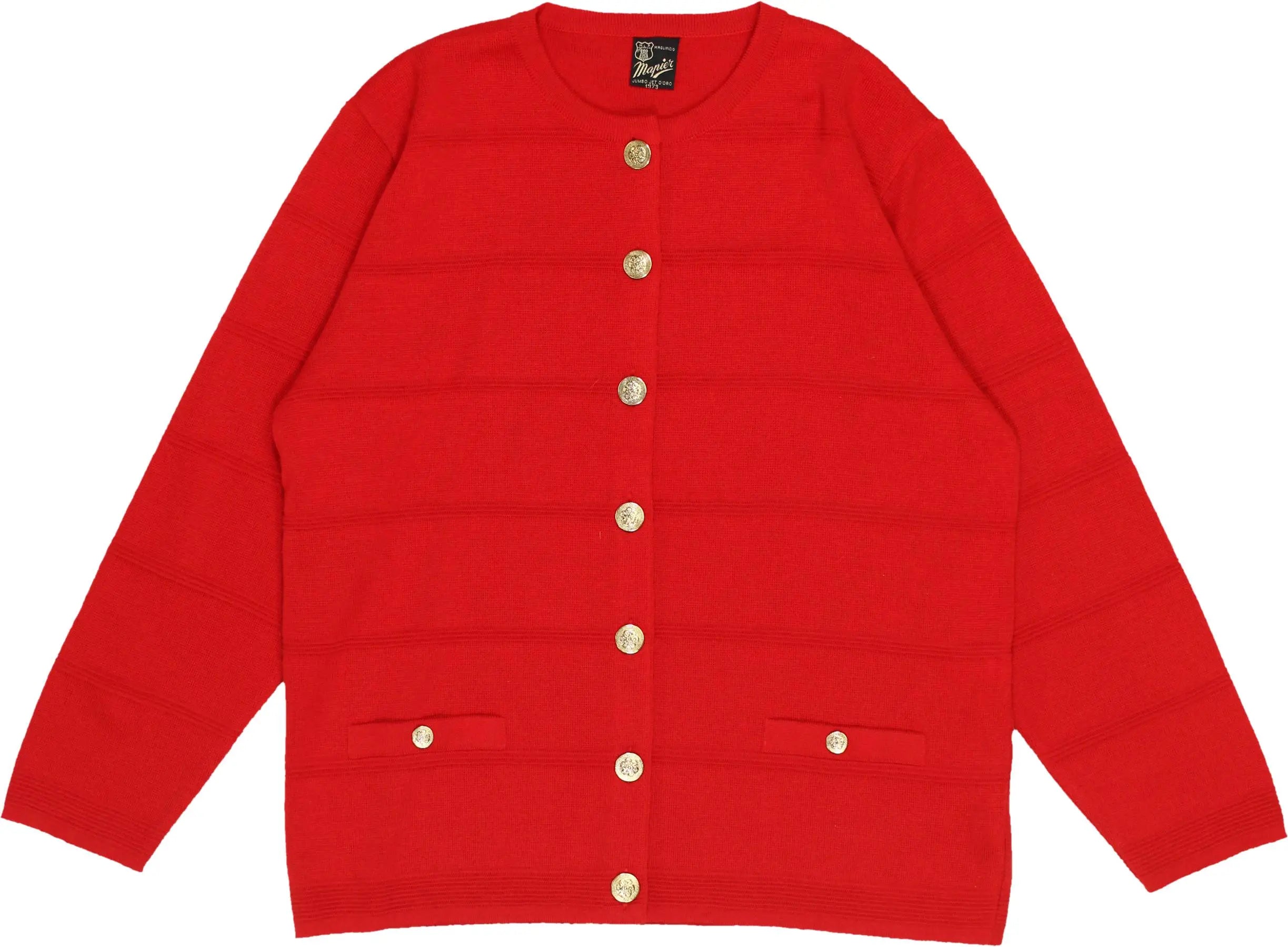 Mapier - Red Cardigan with Buttons- ThriftTale.com - Vintage and second handclothing