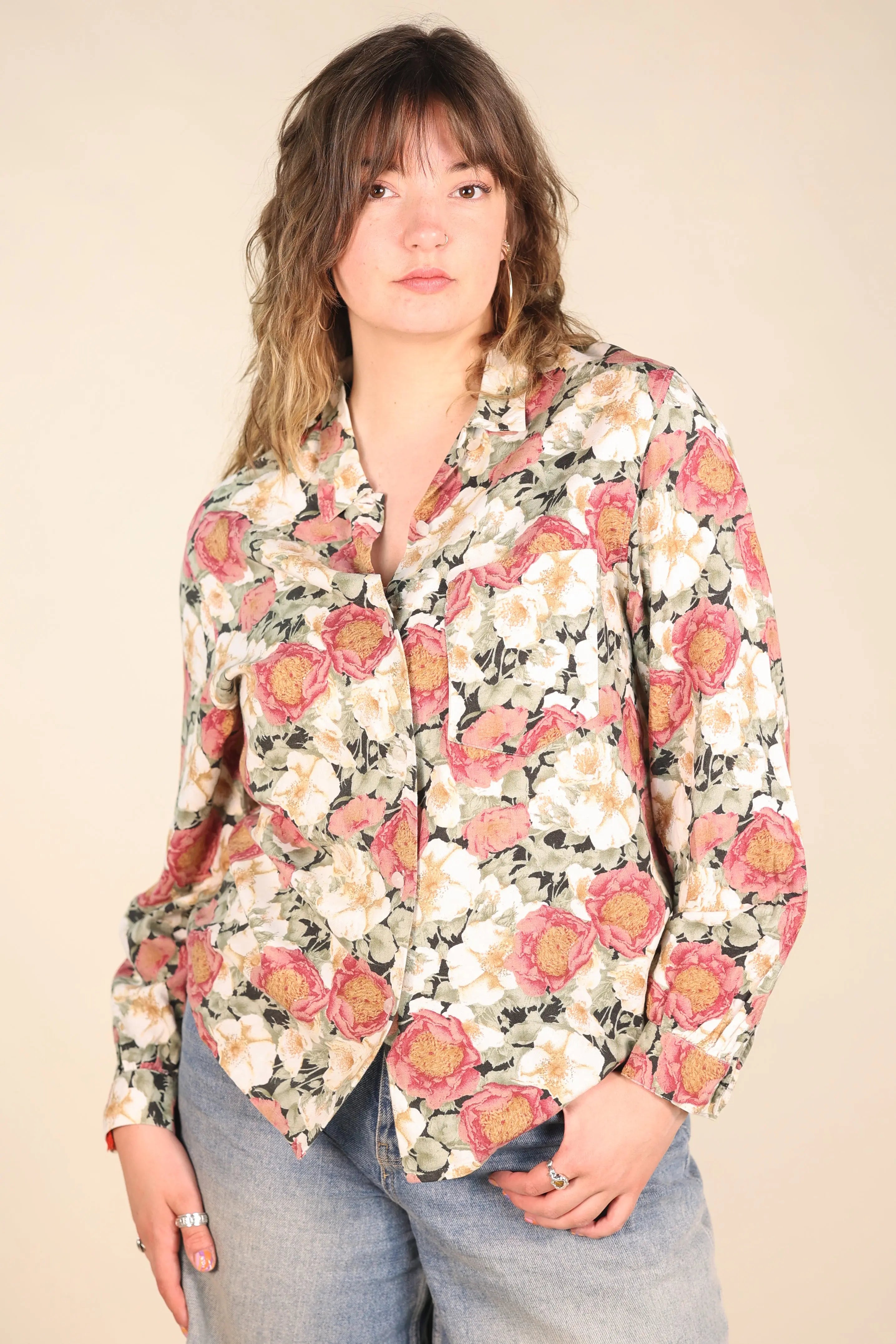 Marajia - Floral Shirt- ThriftTale.com - Vintage and second handclothing