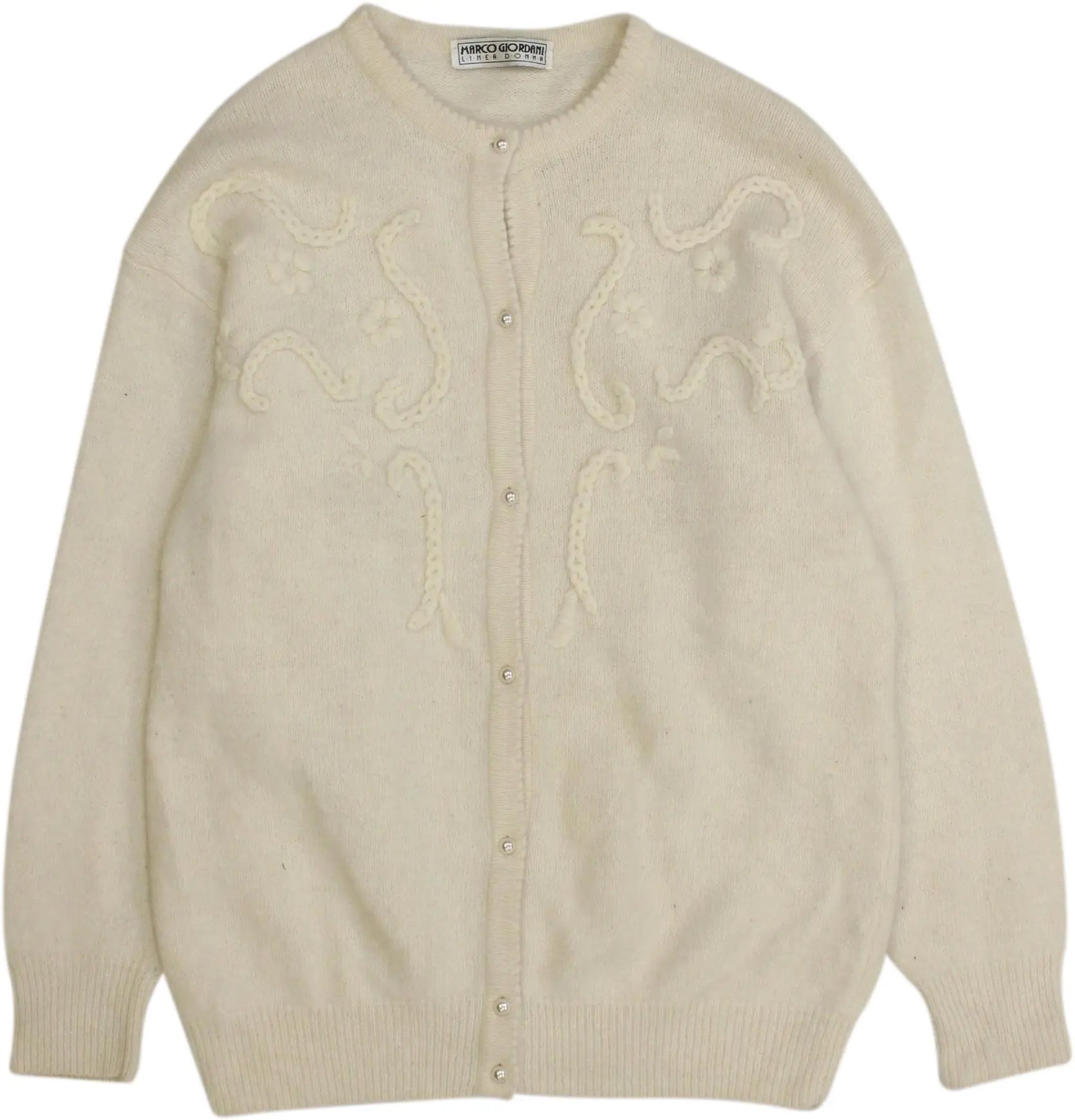 Marco Giordani - 80s Knitted Cardigan with Flower Embroidery- ThriftTale.com - Vintage and second handclothing