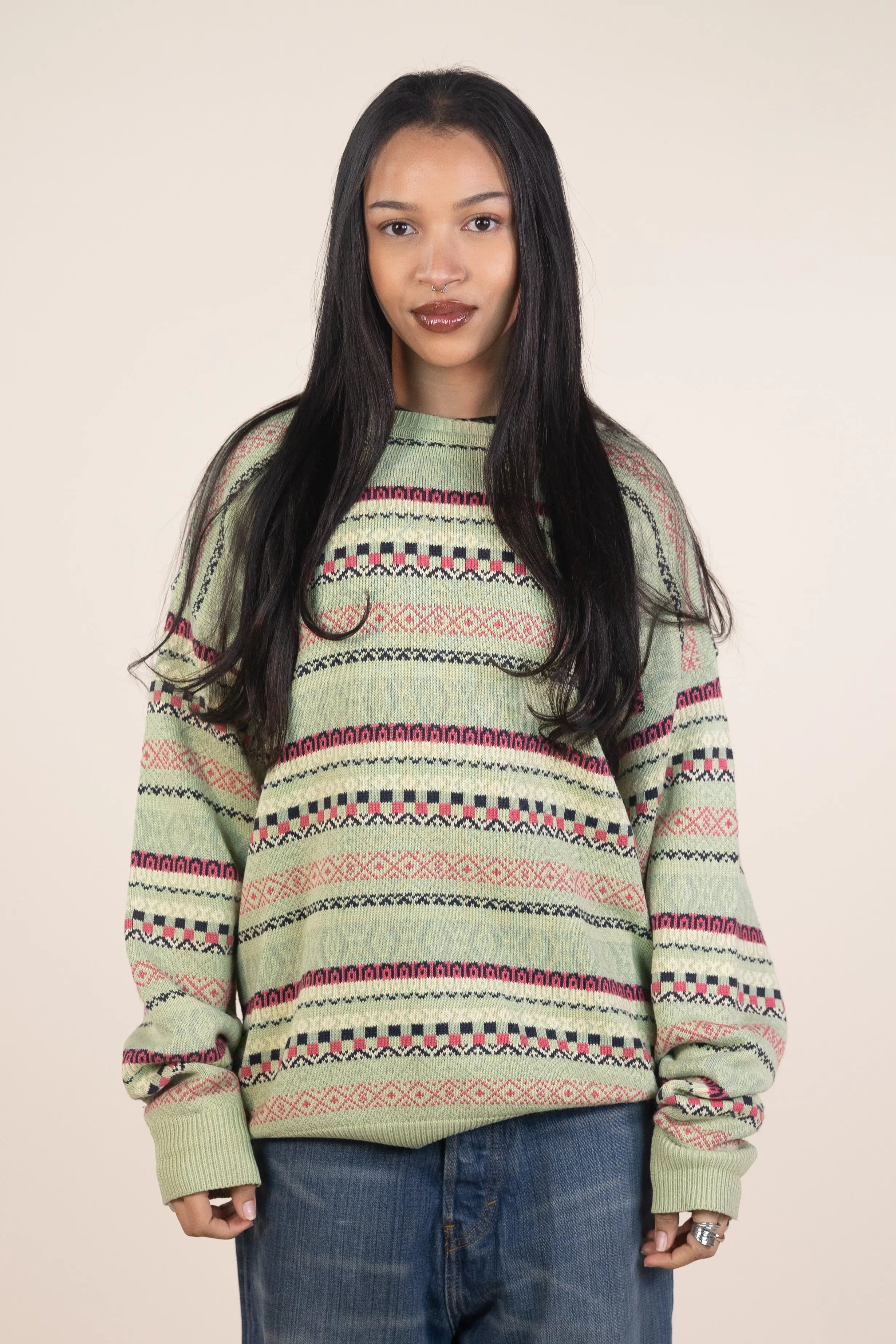 Marcus - 90s Patterned Jumper- ThriftTale.com - Vintage and second handclothing