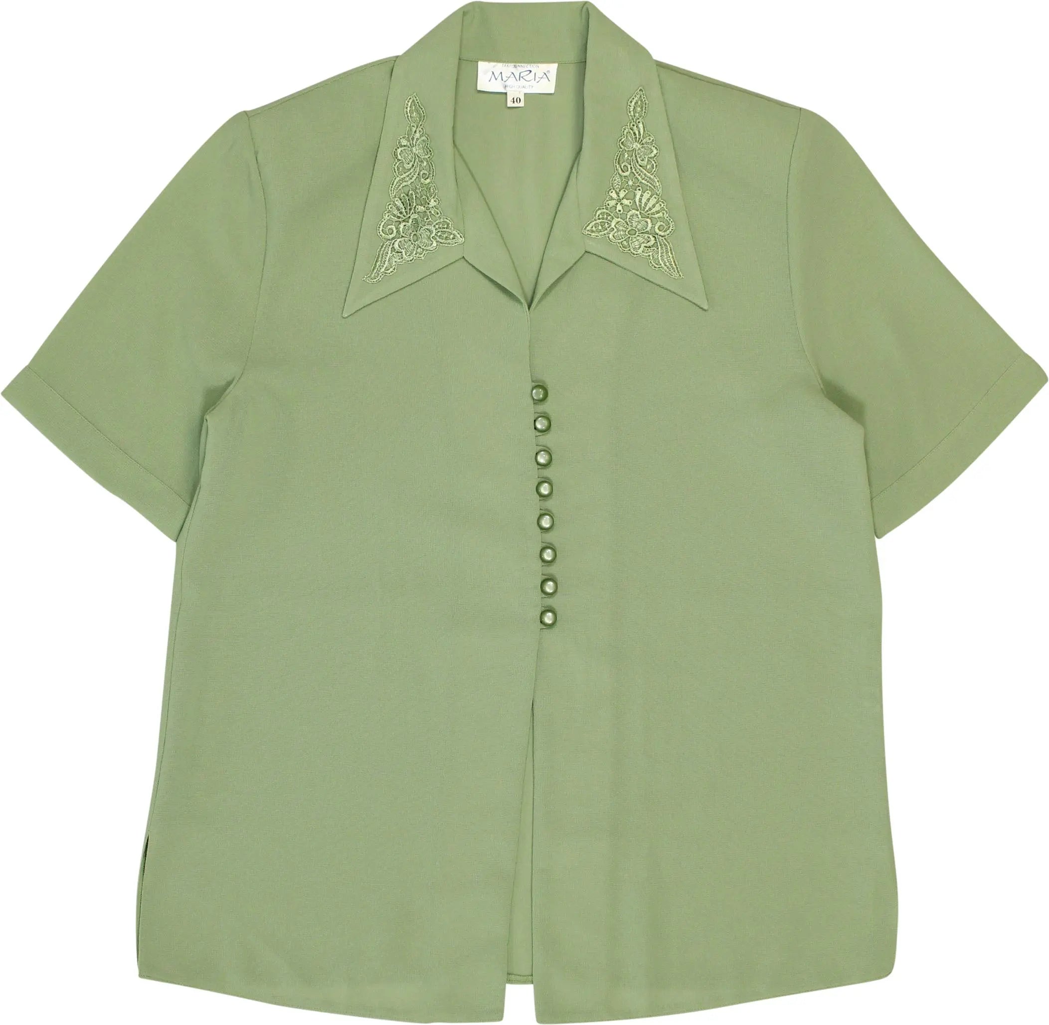 Maria - Green Blouse with Shoulder Pads- ThriftTale.com - Vintage and second handclothing