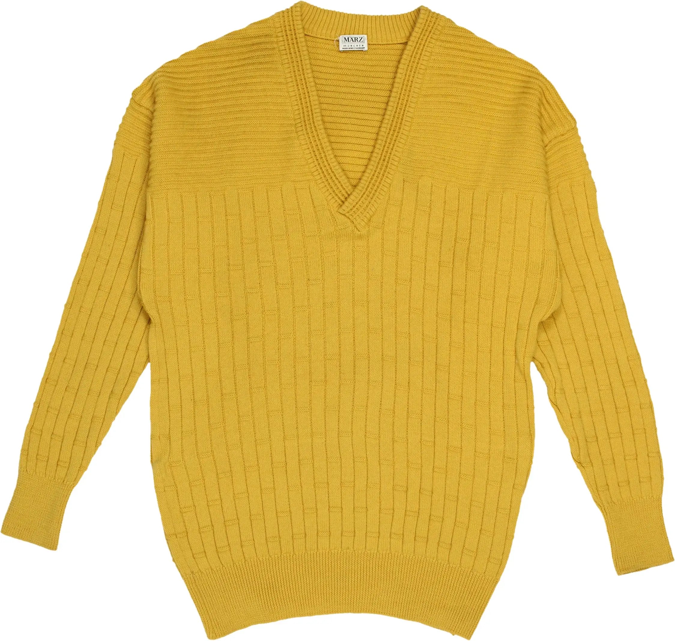 März - 80s Wool Knitted V-Neck Sweater- ThriftTale.com - Vintage and second handclothing