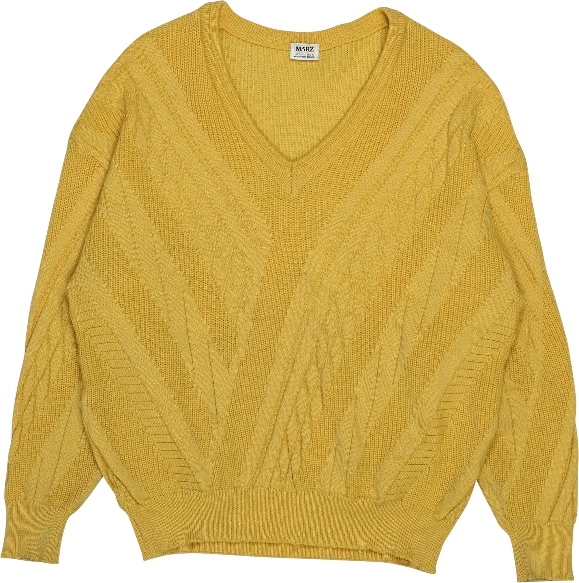 Marz - Yellow V-neck Jumper- ThriftTale.com - Vintage and second handclothing