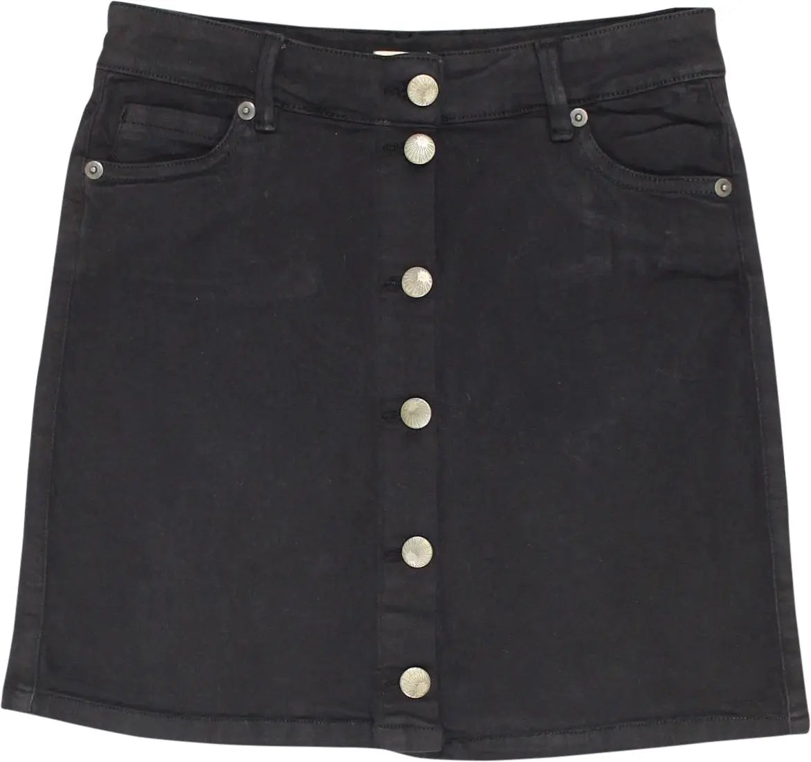 Meis & Mint - Short Black Button Up Skirt- ThriftTale.com - Vintage and second handclothing