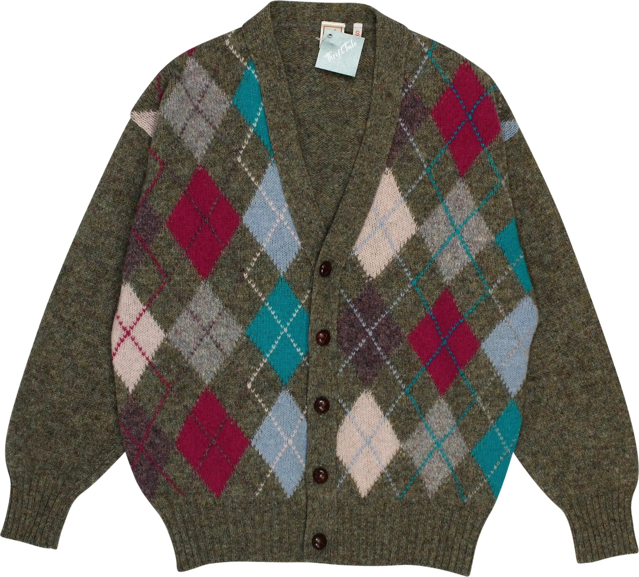 Merit Cup - Argyle Wool Cardigan- ThriftTale.com - Vintage and second handclothing
