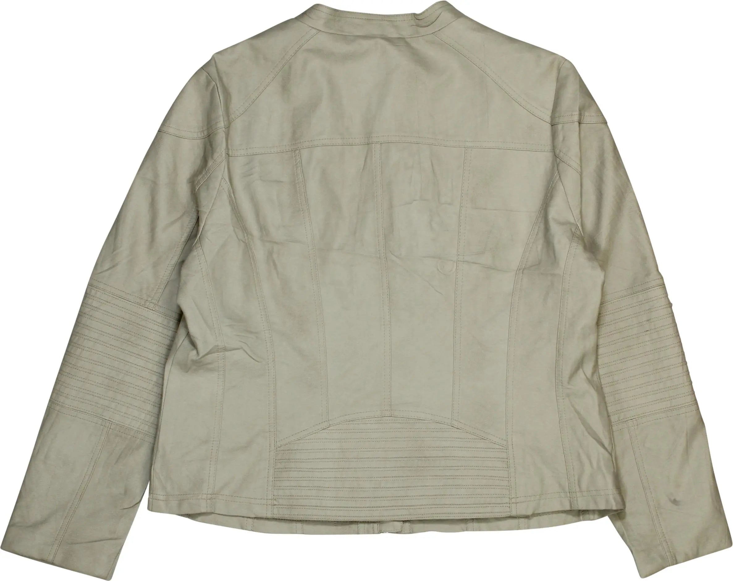 Miss Etam - Cream Leather Jacket- ThriftTale.com - Vintage and second handclothing