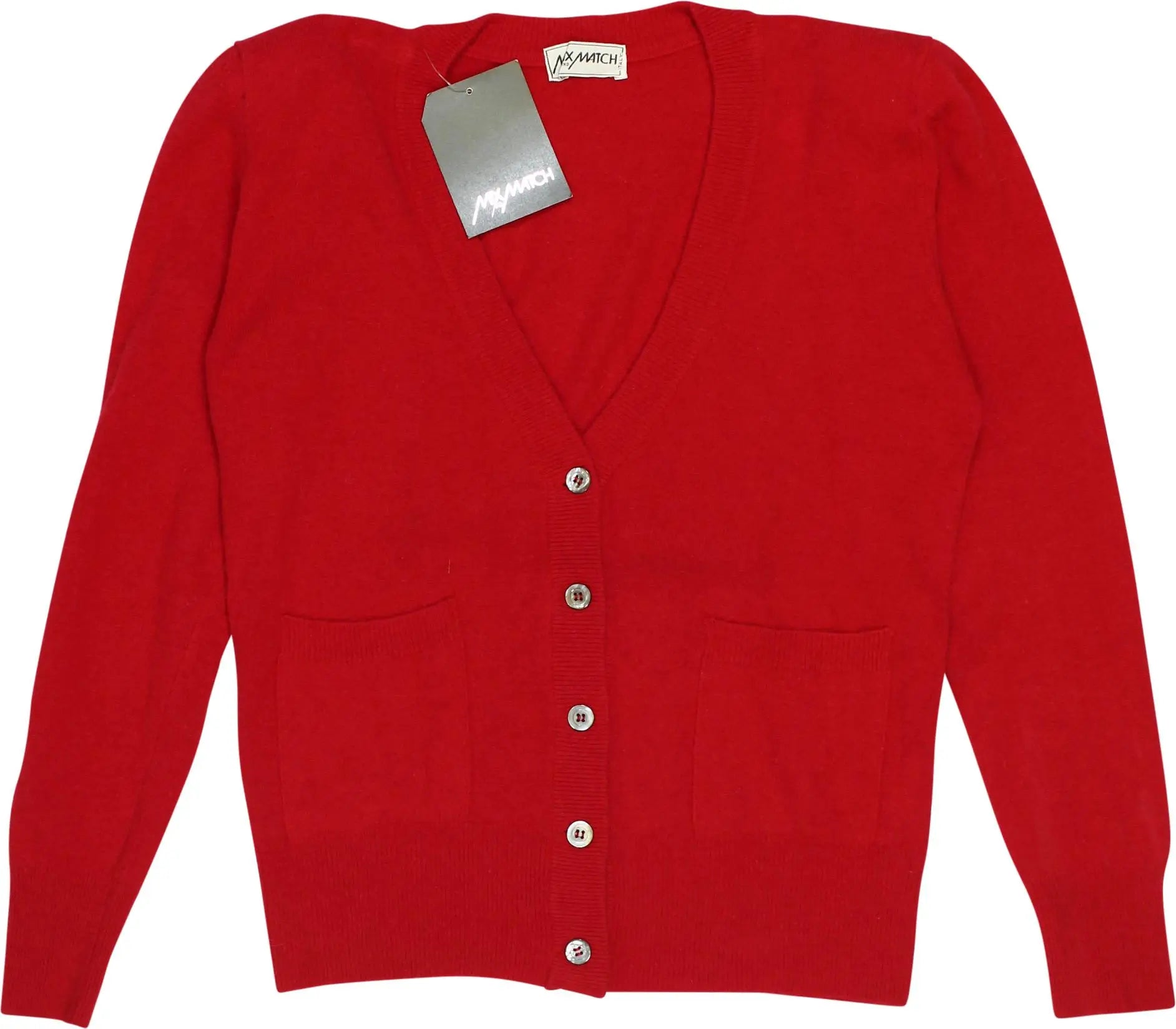 Mix and Match - Red Plain Cardigan- ThriftTale.com - Vintage and second handclothing