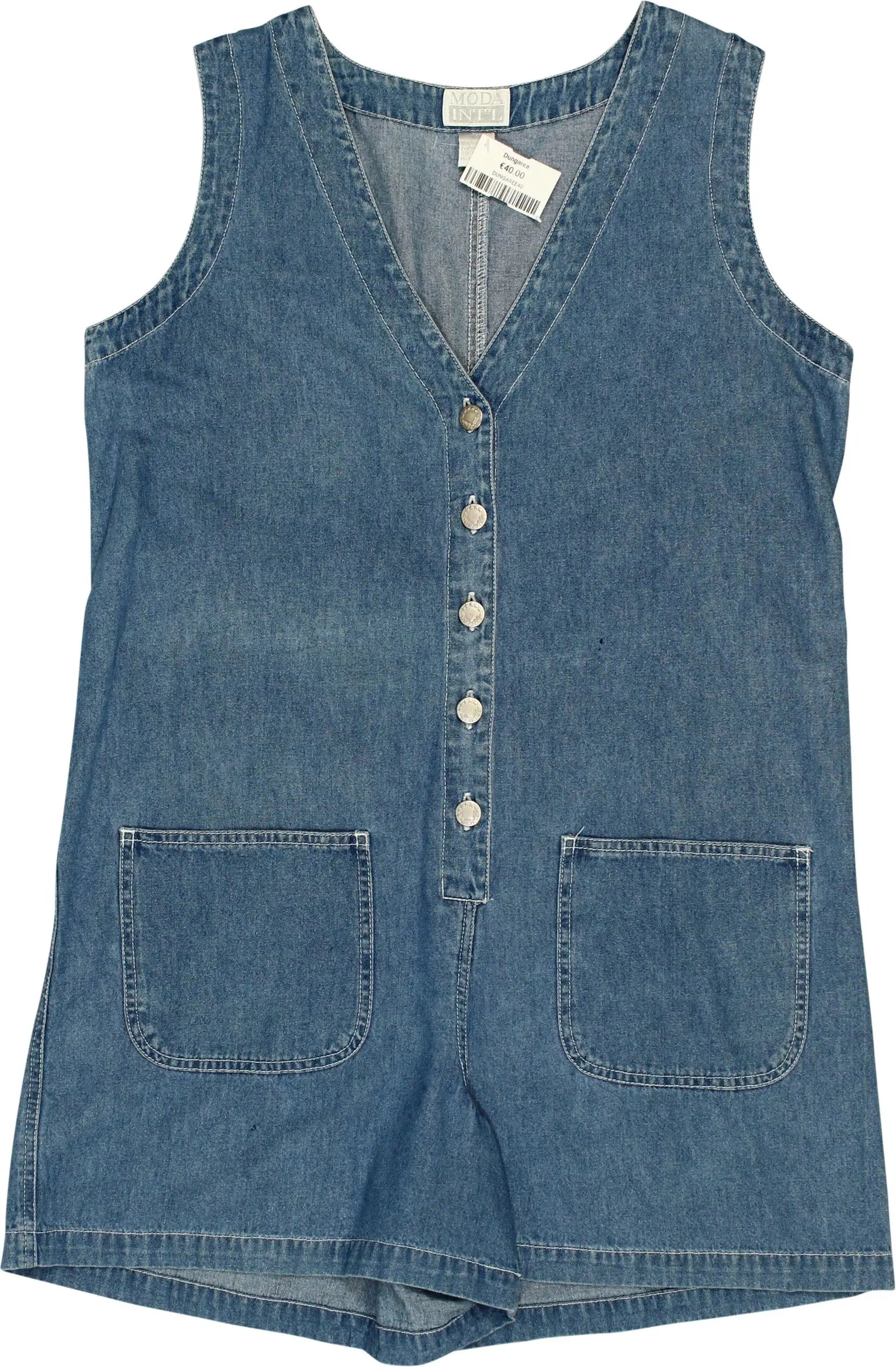 Moda Int'l - 90s Short Denim Overall- ThriftTale.com - Vintage and second handclothing