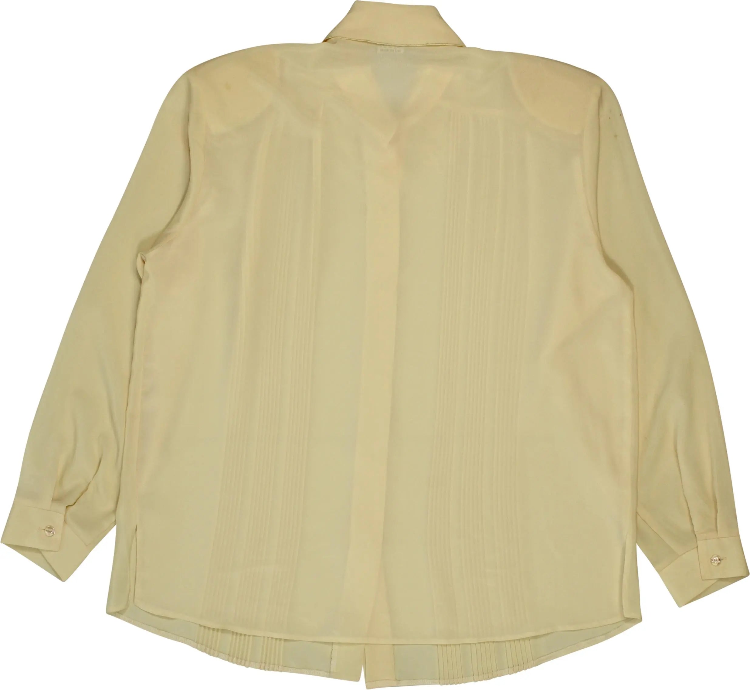 Mode Halyn - 80s Embroidered Pleated Blouse with Shoulder Pads- ThriftTale.com - Vintage and second handclothing