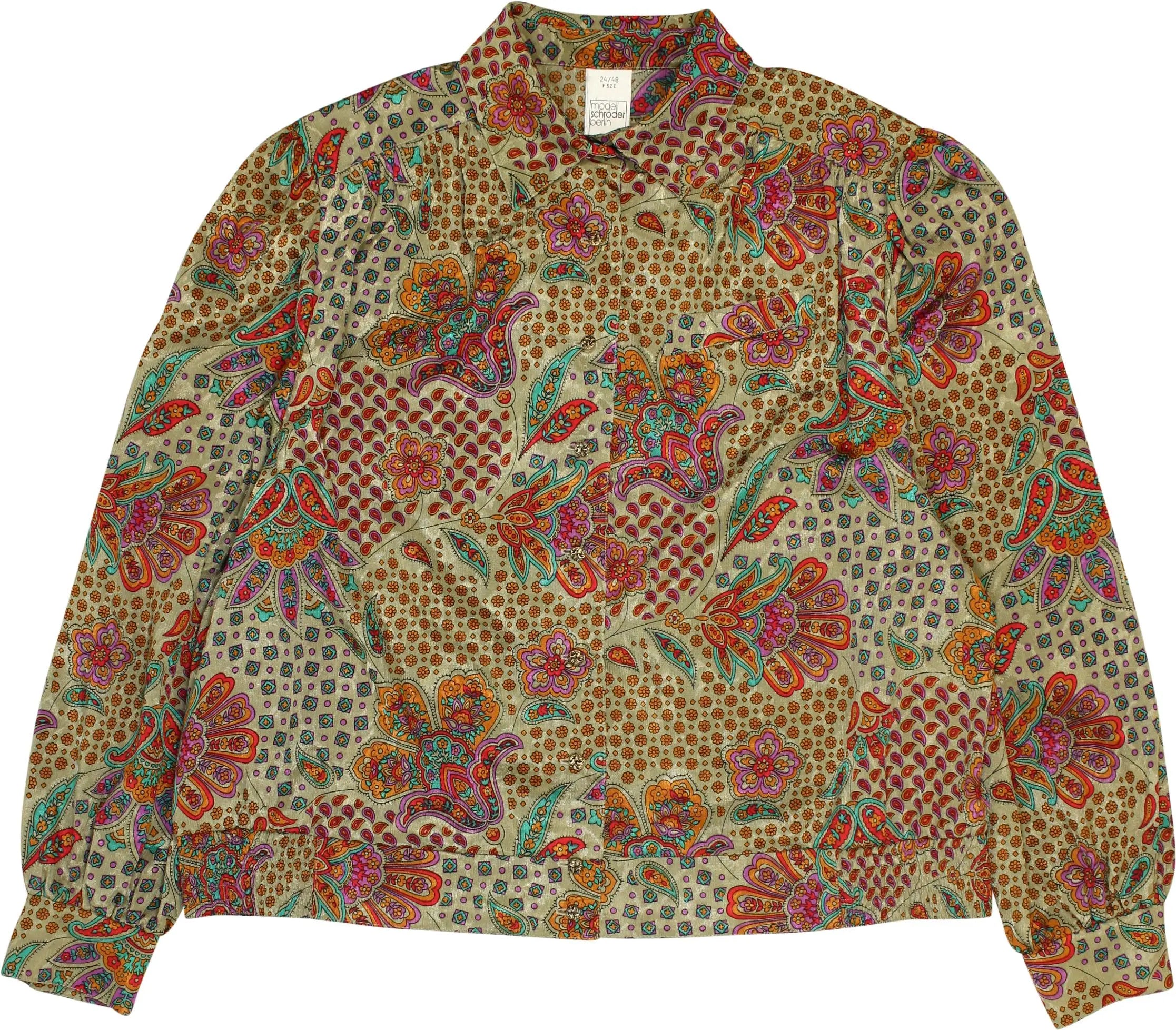 Modell Schröder Berlin - 80s Patterned Puff Sleeve Blouse- ThriftTale.com - Vintage and second handclothing