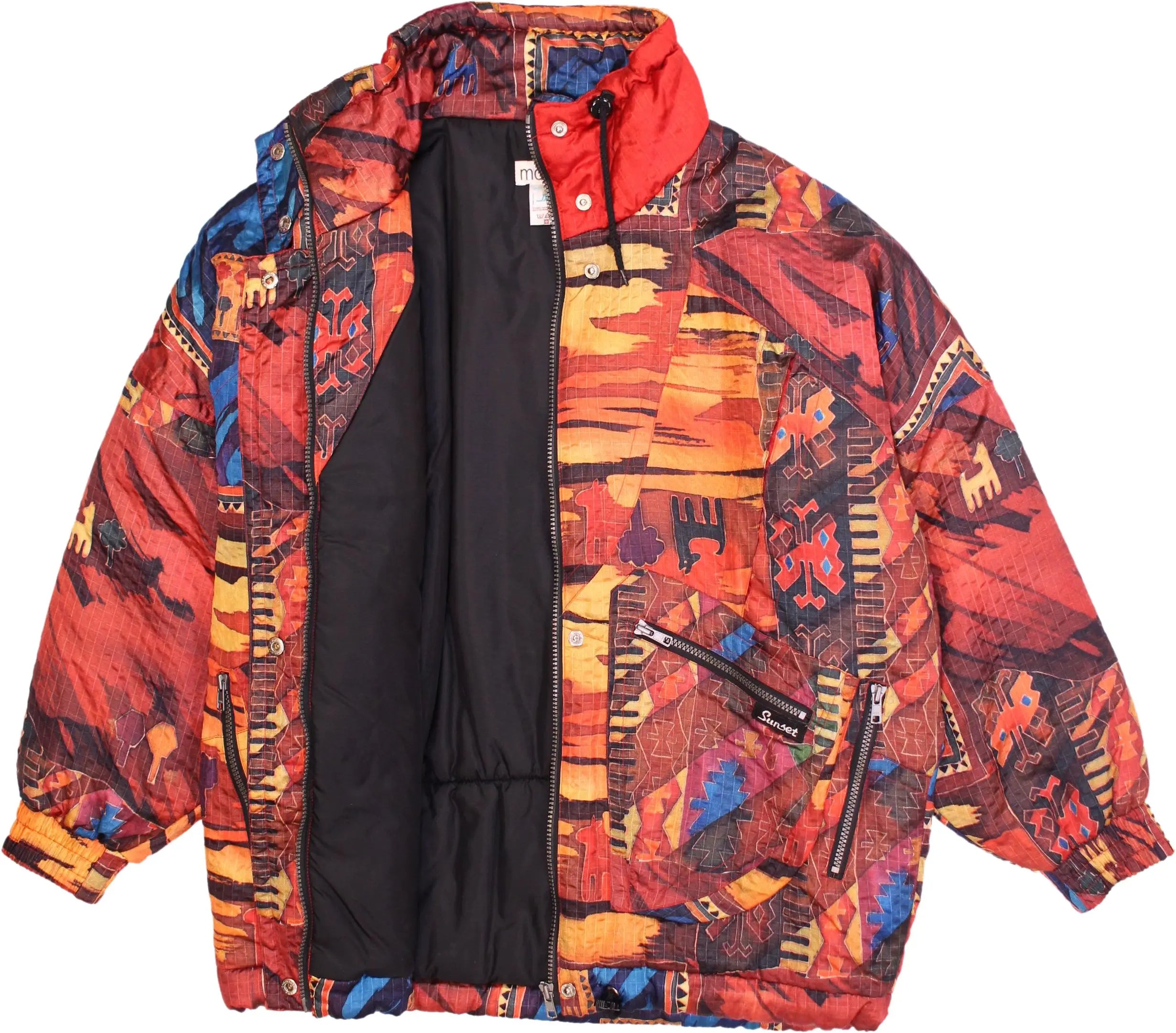 Modissa - Colourful Graphic Puffer Coat- ThriftTale.com - Vintage and second handclothing