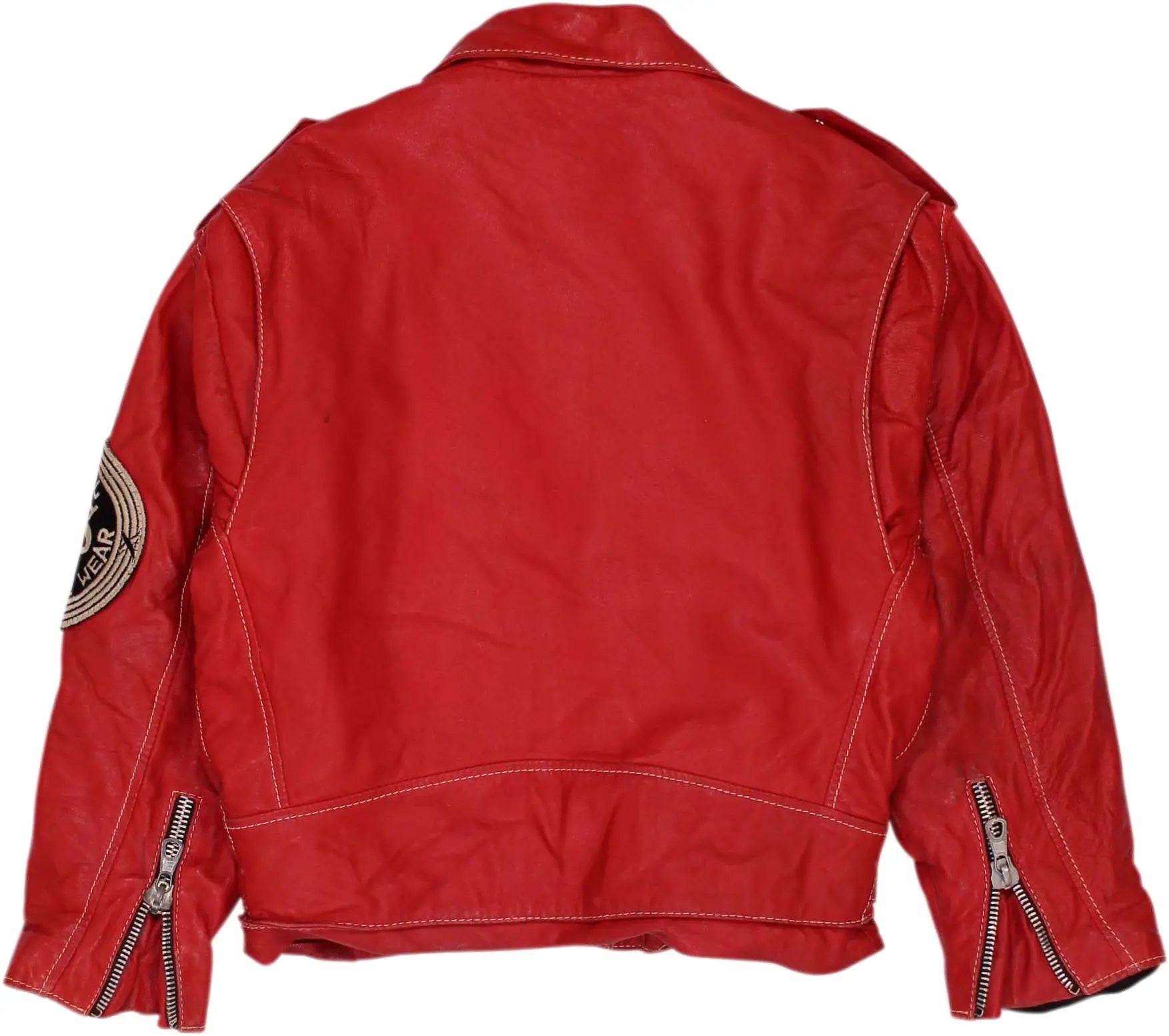 Motor Oil - Red Vintage Leather Jacket- ThriftTale.com - Vintage and second handclothing