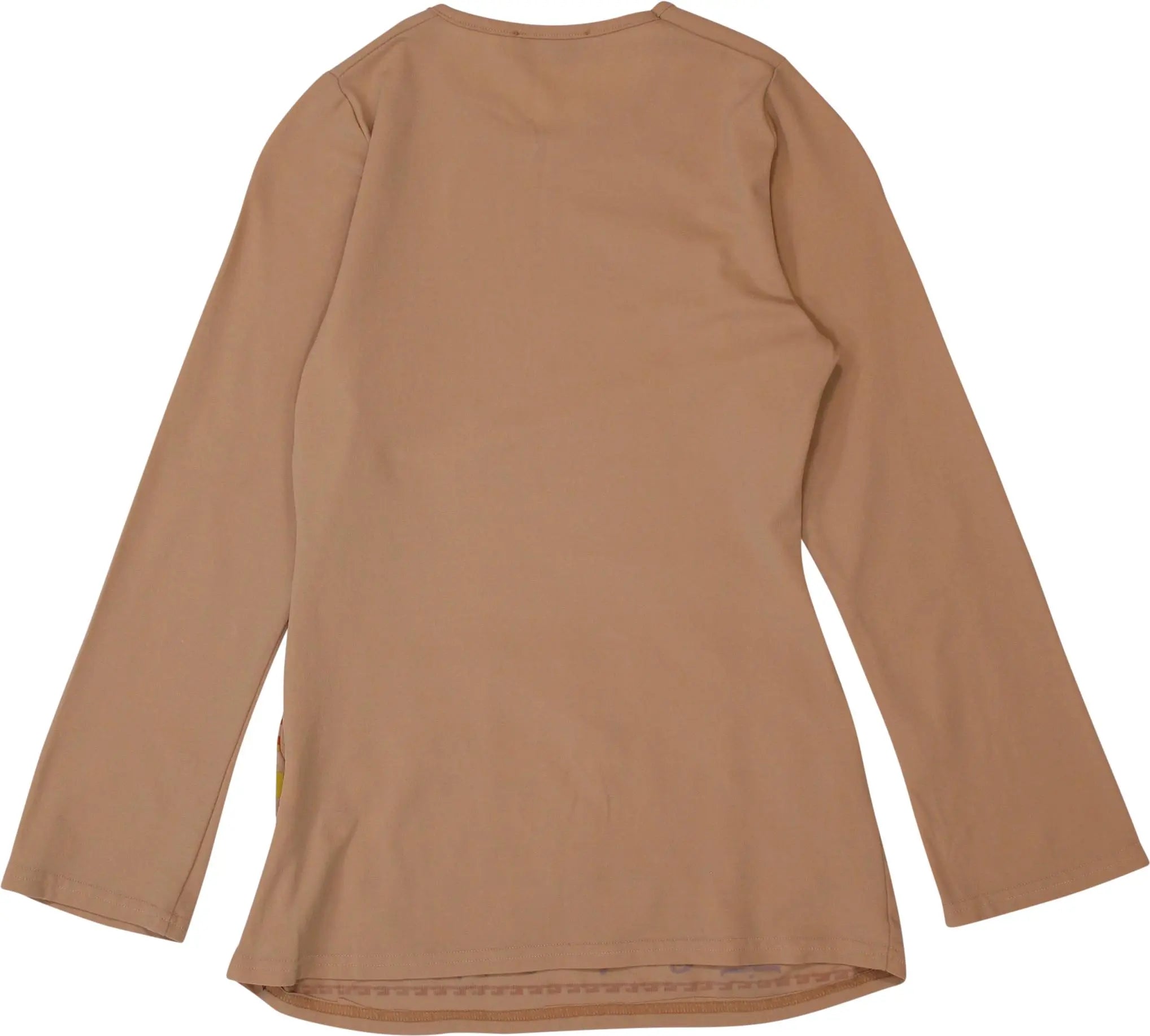 Nana Baïla - Beige Long Sleeve Top with Graphic- ThriftTale.com - Vintage and second handclothing