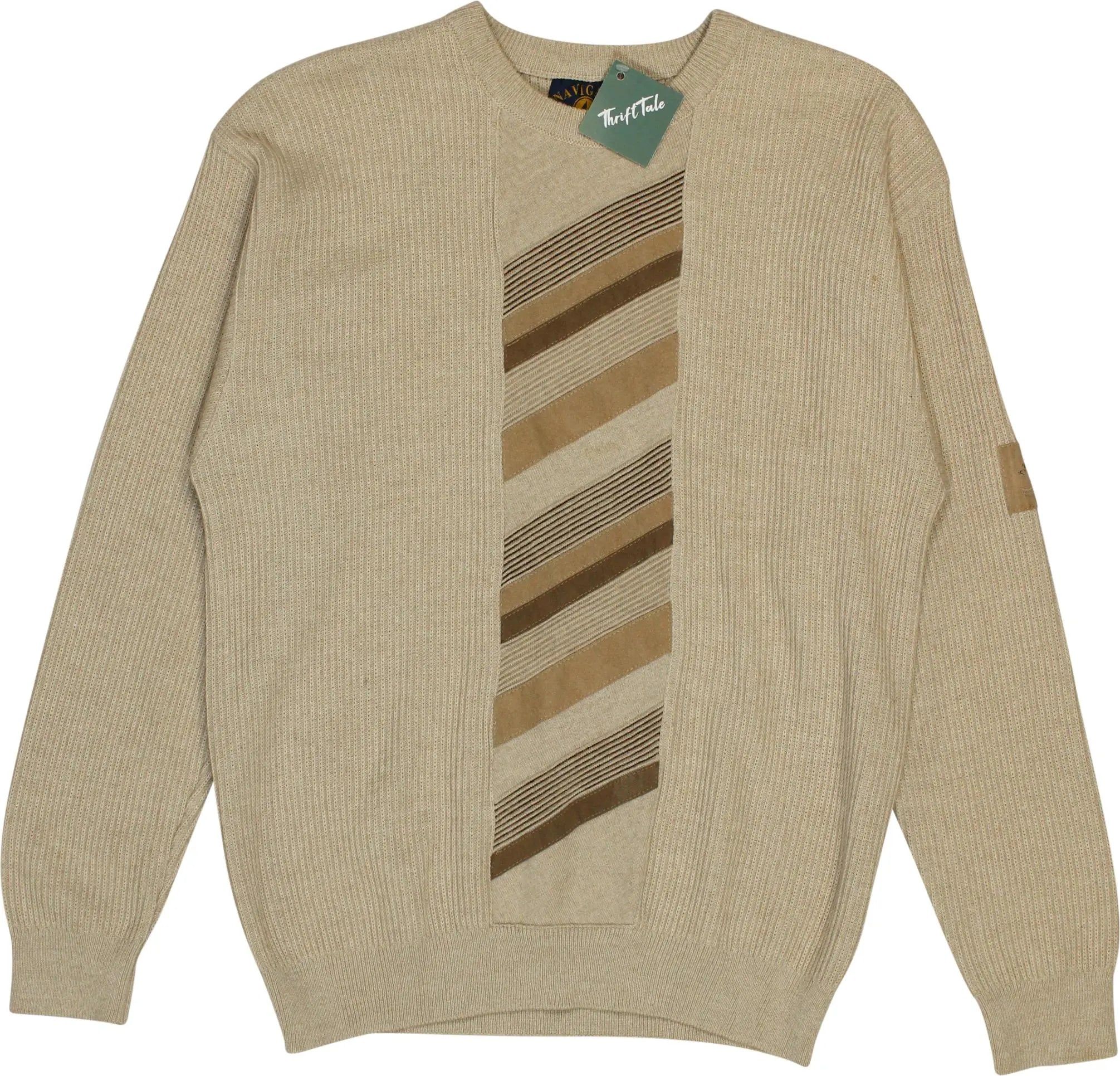 Navigare - Beige Knitted Jumper- ThriftTale.com - Vintage and second handclothing