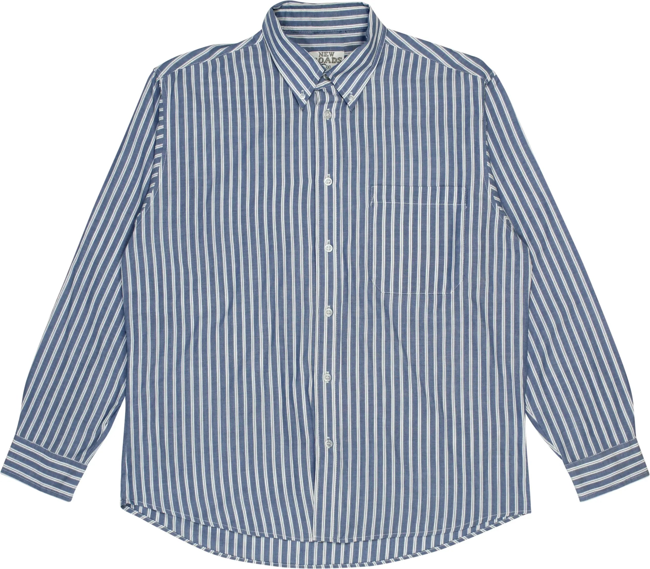 New Roads - Blue Striped Shirt- ThriftTale.com - Vintage and second handclothing