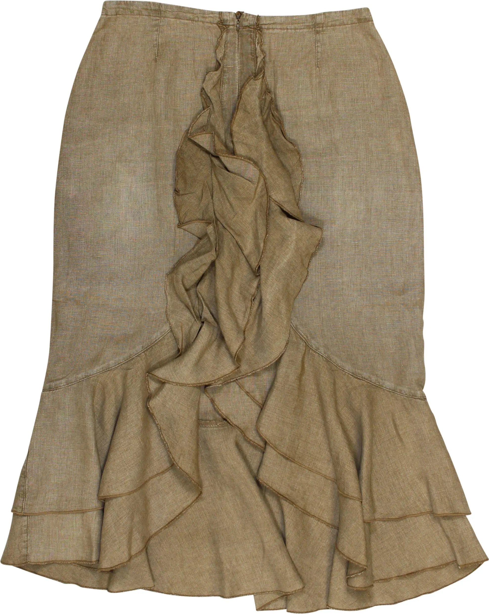 Nick - Linen Ruffle Skirt- ThriftTale.com - Vintage and second handclothing