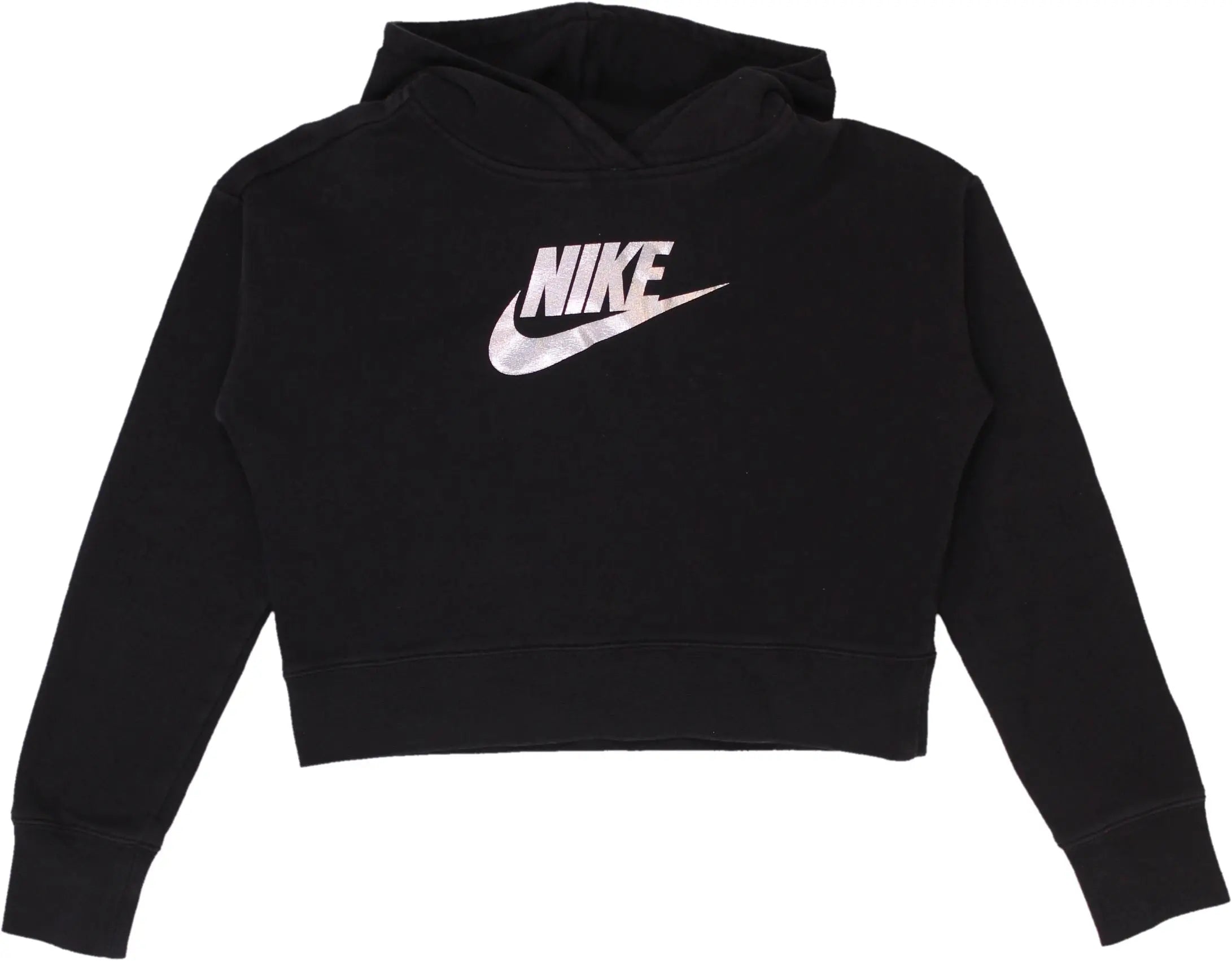 Nike - Black Cropped Hoodie by Nike- ThriftTale.com - Vintage and second handclothing