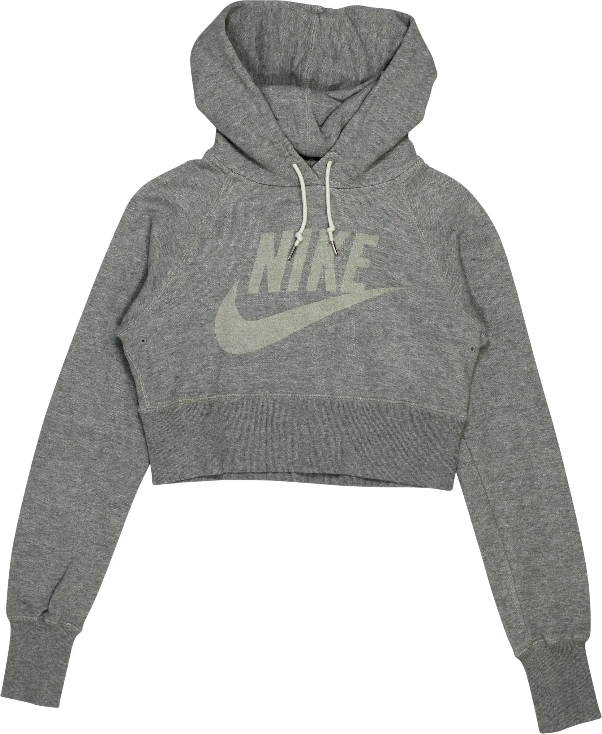 Nike - Grey Cropped Hoodie by Nike- ThriftTale.com - Vintage and second handclothing