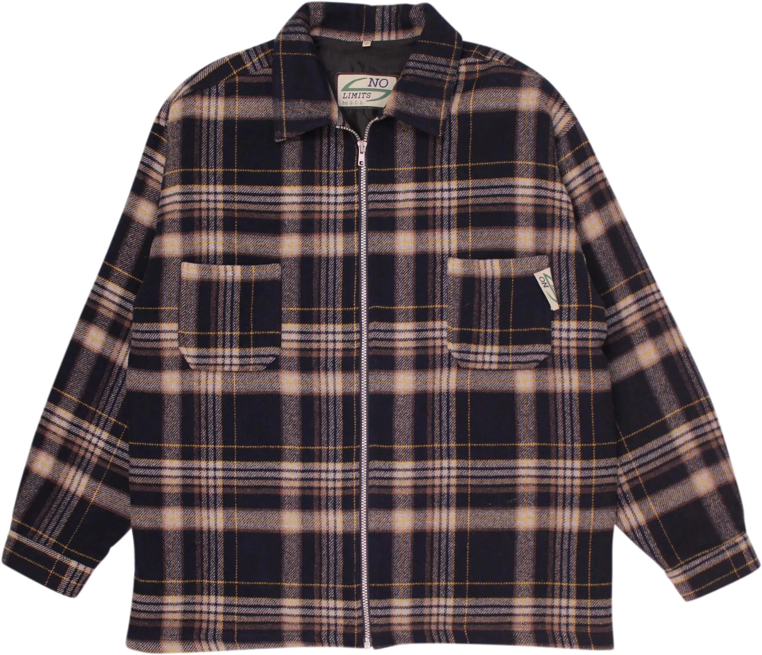 No Limits - Vintage CPO Flannel Checked Zip Up Jacket- ThriftTale.com - Vintage and second handclothing