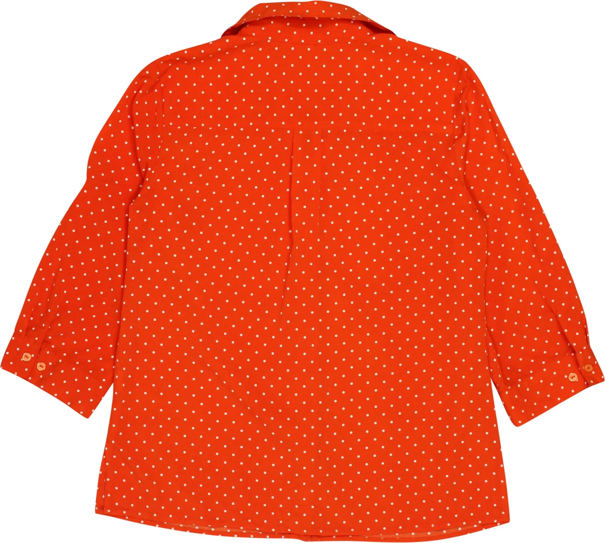 Notations - Orange Polka Dot Blouse- ThriftTale.com - Vintage and second handclothing