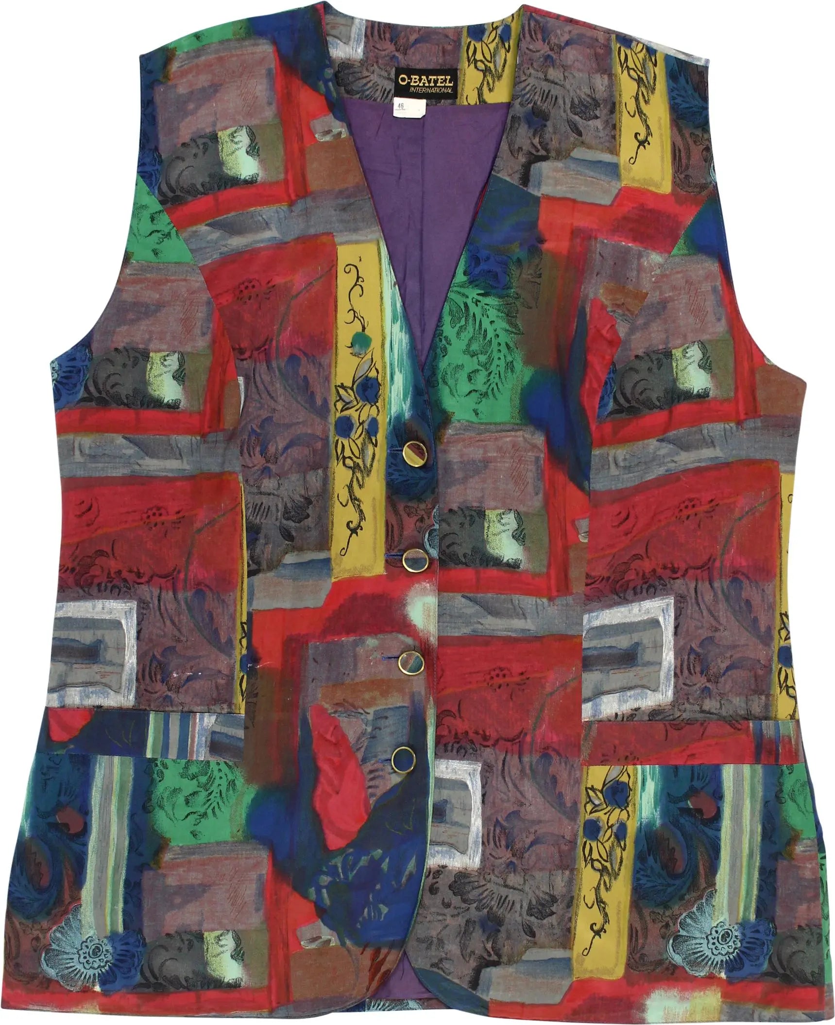 O-Batel - 90s Satin Multicoloured Gilet- ThriftTale.com - Vintage and second handclothing