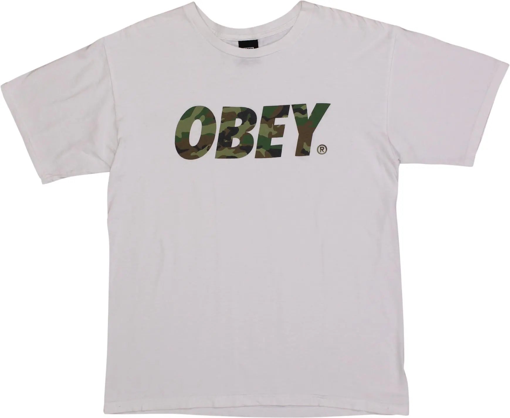 Obey - White Obey T-shirt- ThriftTale.com - Vintage and second handclothing