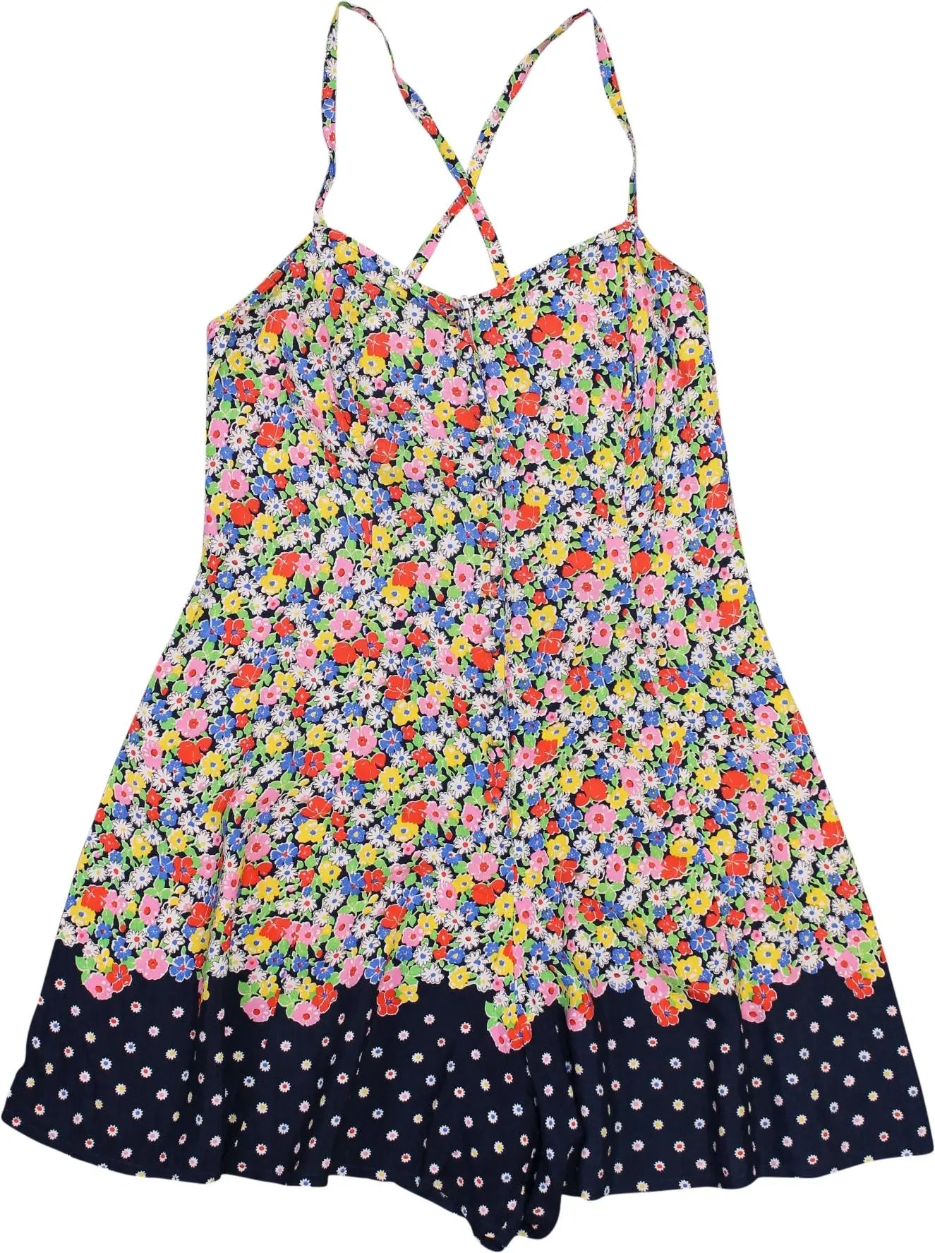 Occhi Verdi - 90s Colourful Floral Playsuit- ThriftTale.com - Vintage and second handclothing