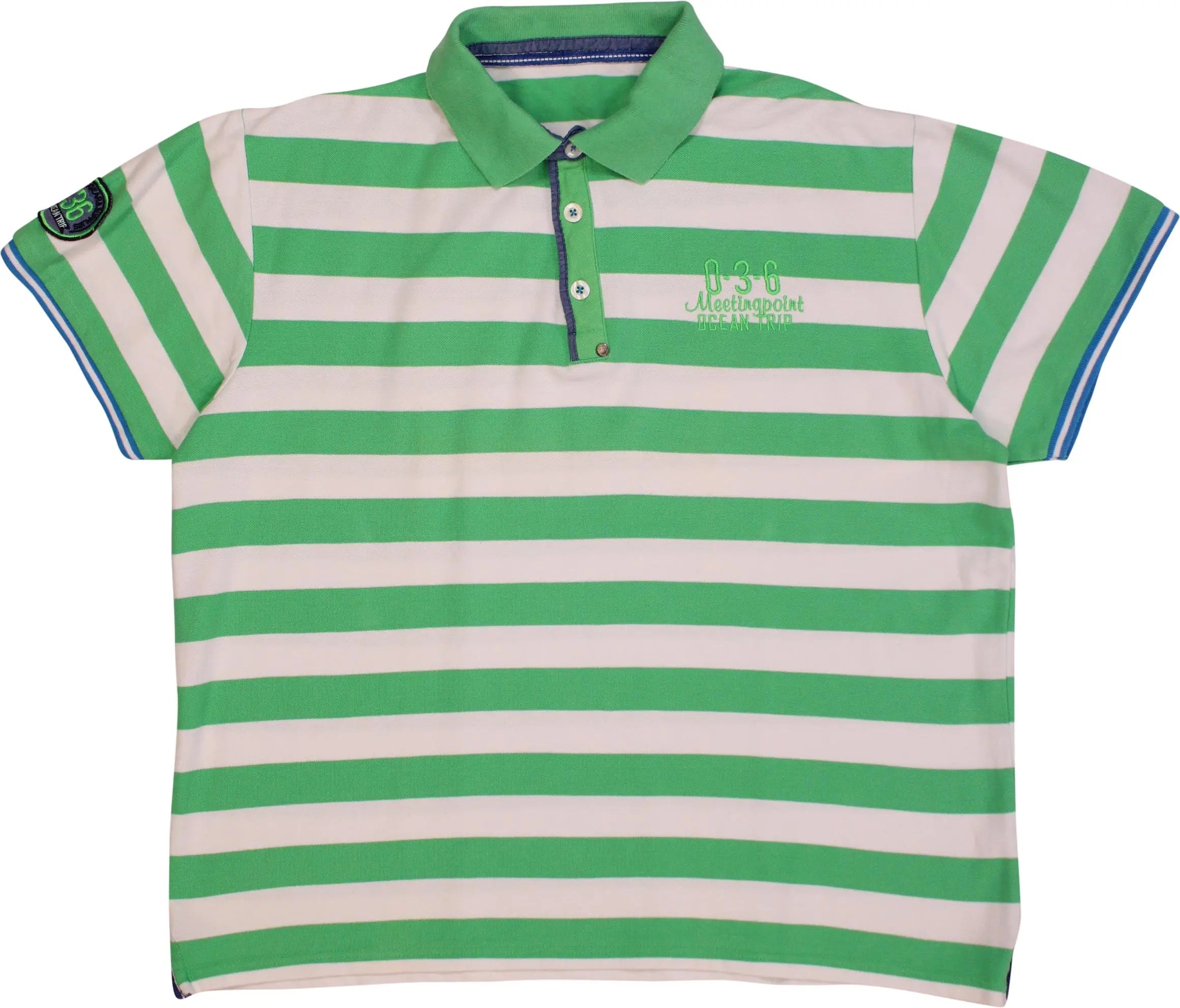 Ocean Trip - Striped Polo Shirt- ThriftTale.com - Vintage and second handclothing