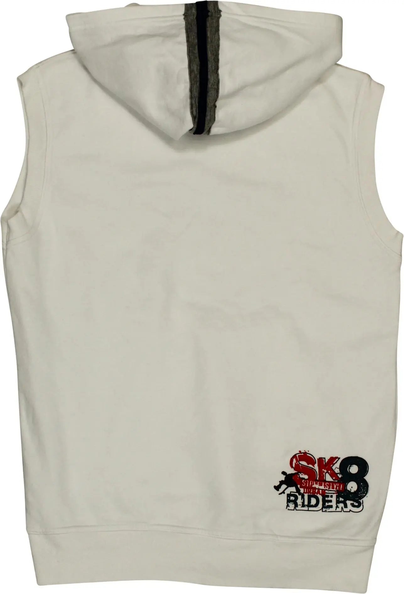 Oiboi - White Sleeveless Hoodie- ThriftTale.com - Vintage and second handclothing