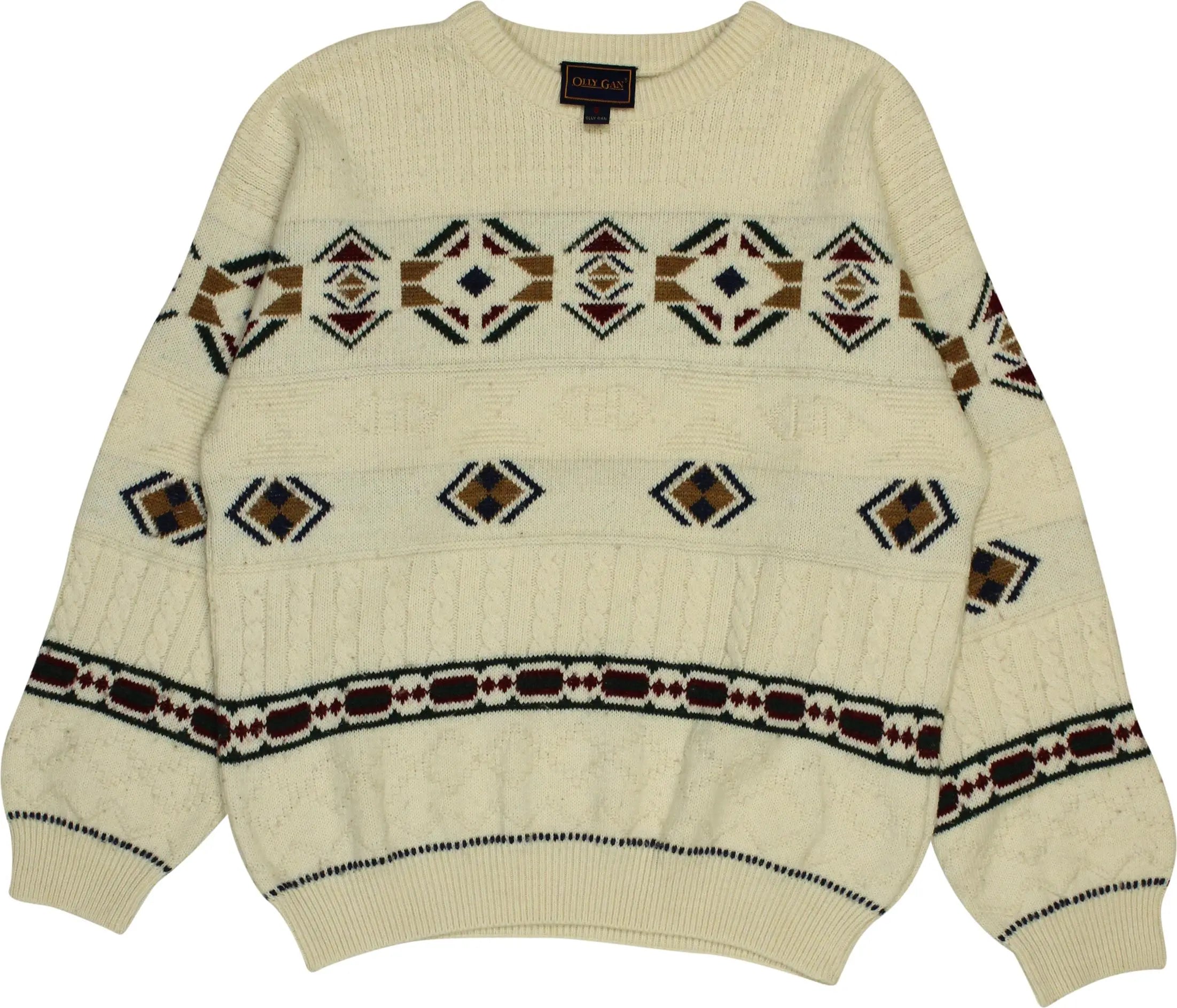 Olly Gan - Cream Patterned Jumper- ThriftTale.com - Vintage and second handclothing