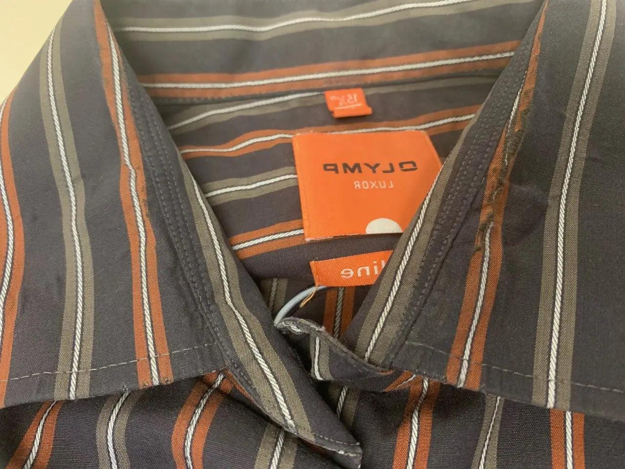 Olymp - Brown Striped Shirt- ThriftTale.com - Vintage and second handclothing