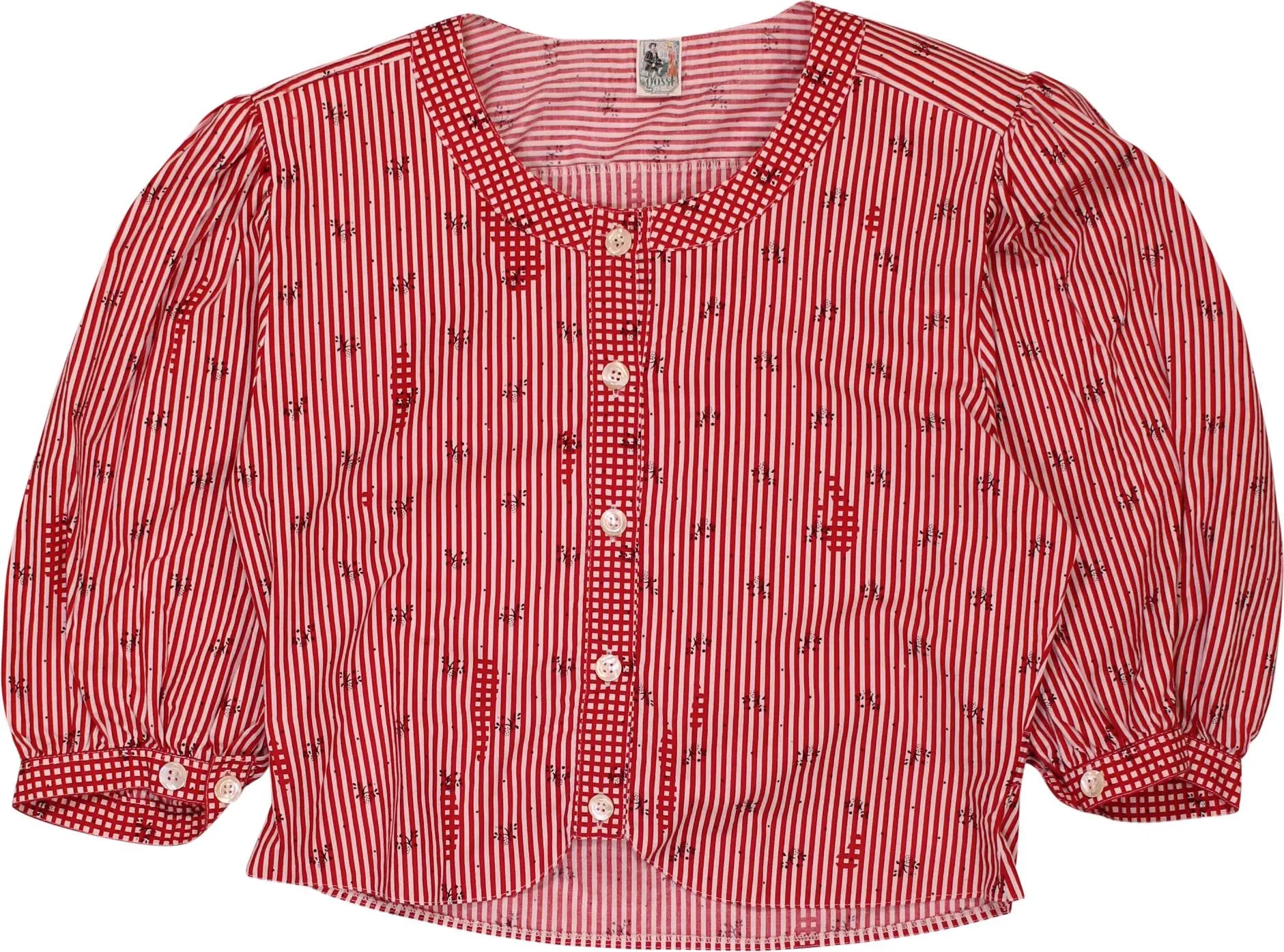 Oossi - 80s Dirndl Striped Top- ThriftTale.com - Vintage and second handclothing