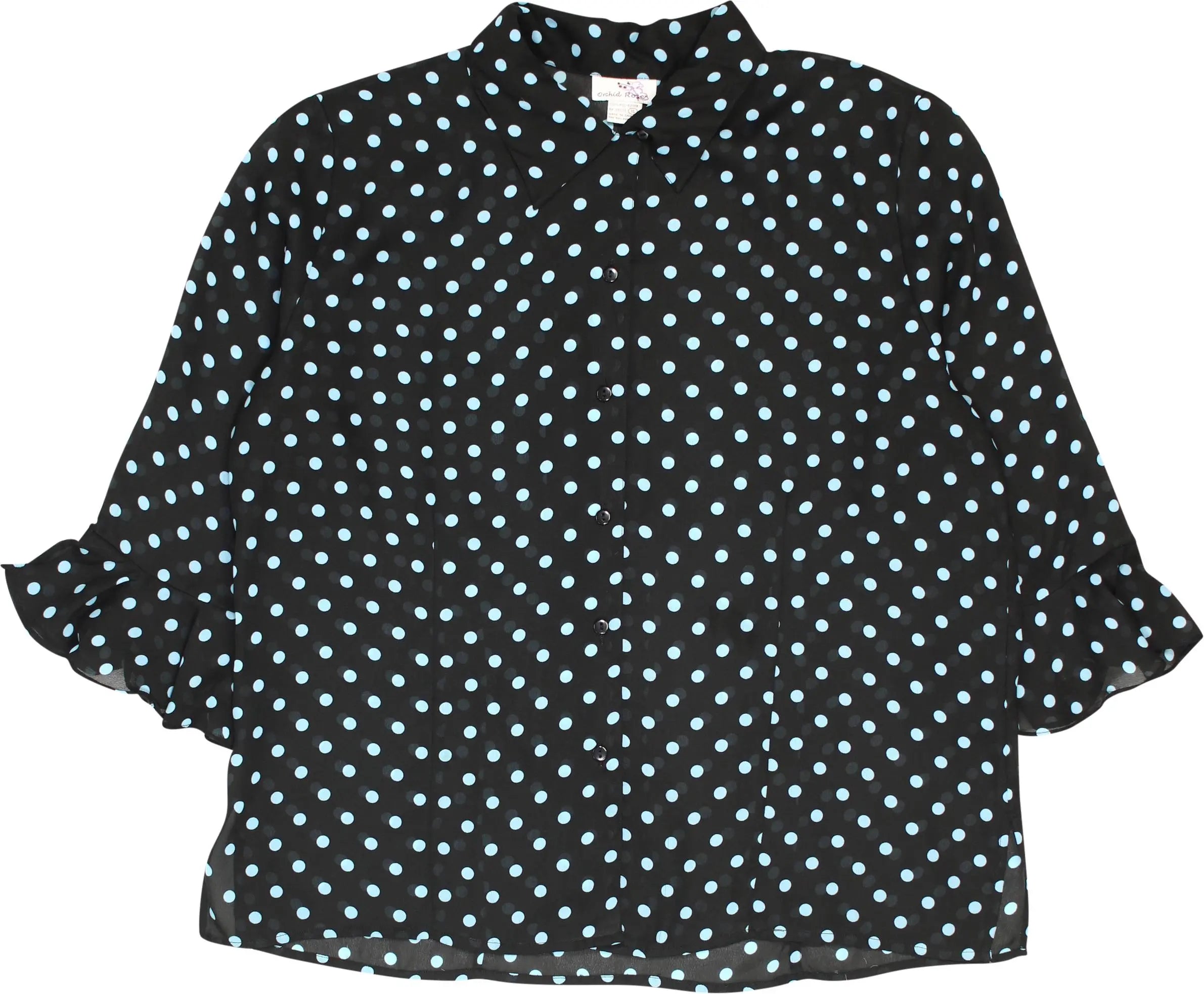 Orchid Rose - 90s See Through Polka Dot Blouse- ThriftTale.com - Vintage and second handclothing