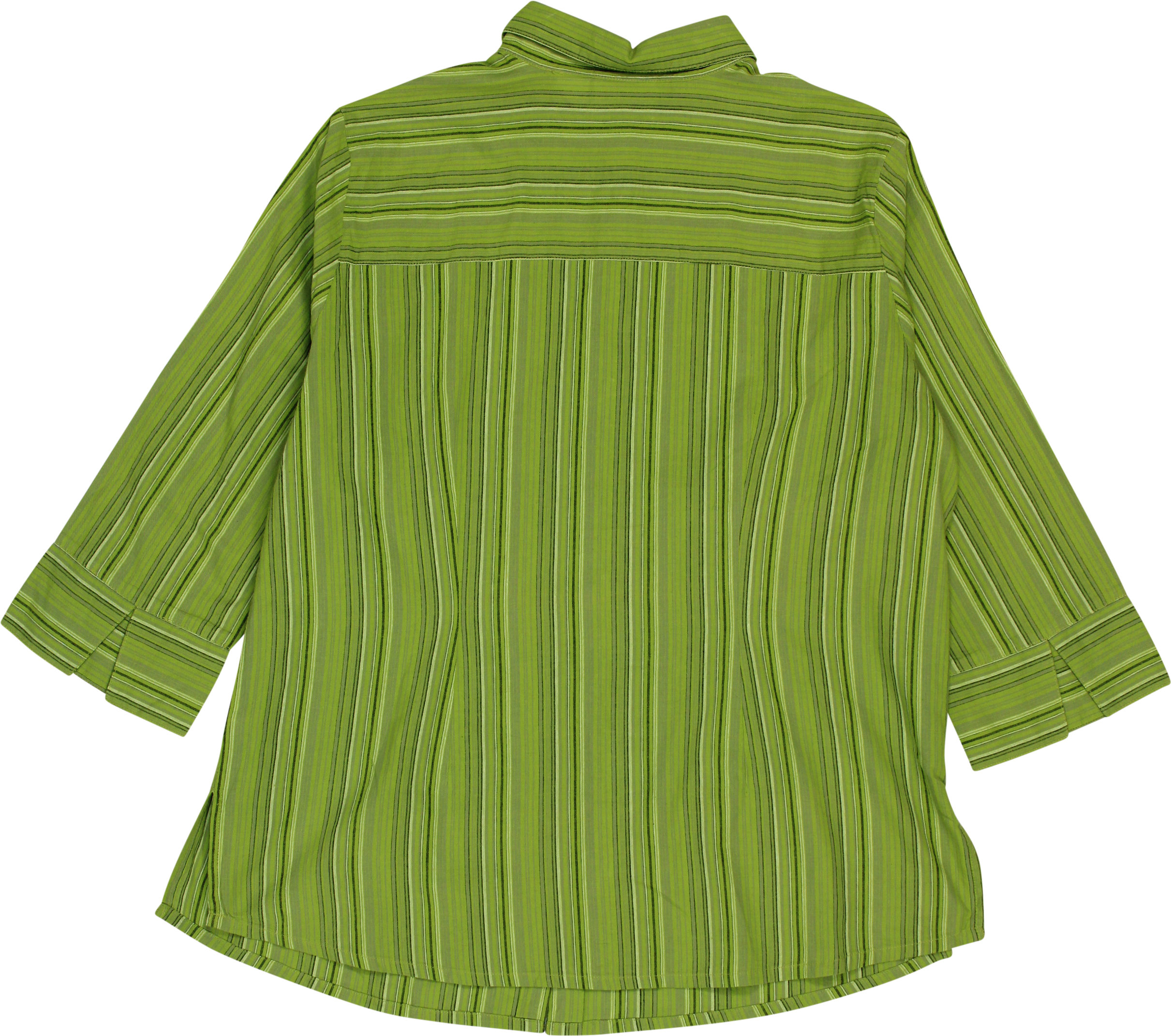 Mia Linea - Green Striped Shirt- ThriftTale.com - Vintage and second handclothing