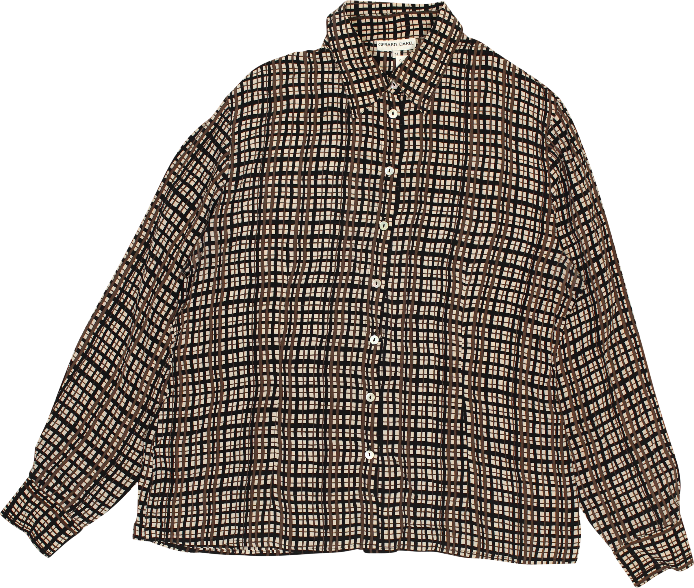 Gerard Darel - Silk Checkered Shirt- ThriftTale.com - Vintage and second handclothing