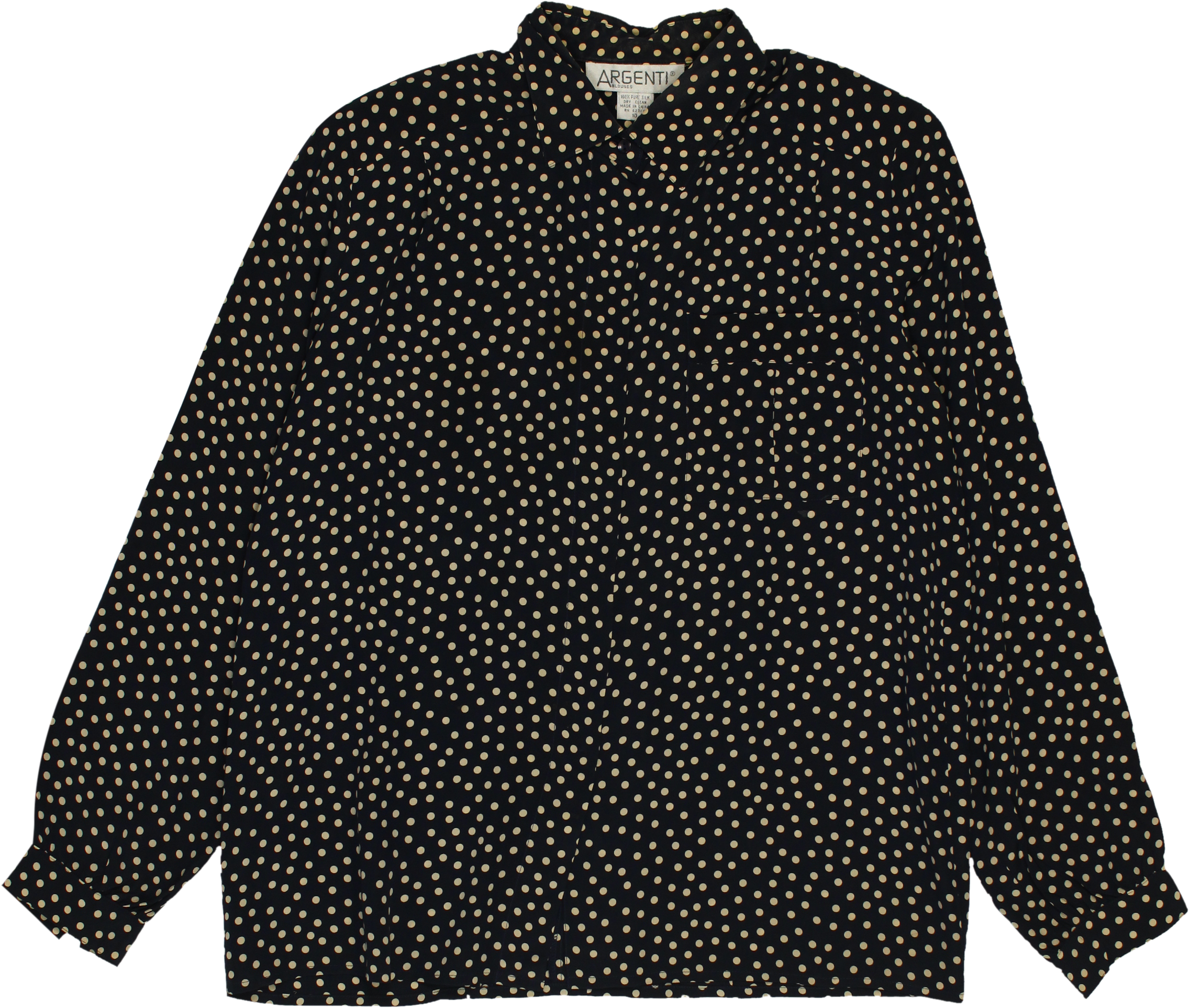 Argenti - Silk Polkadot Shirt- ThriftTale.com - Vintage and second handclothing