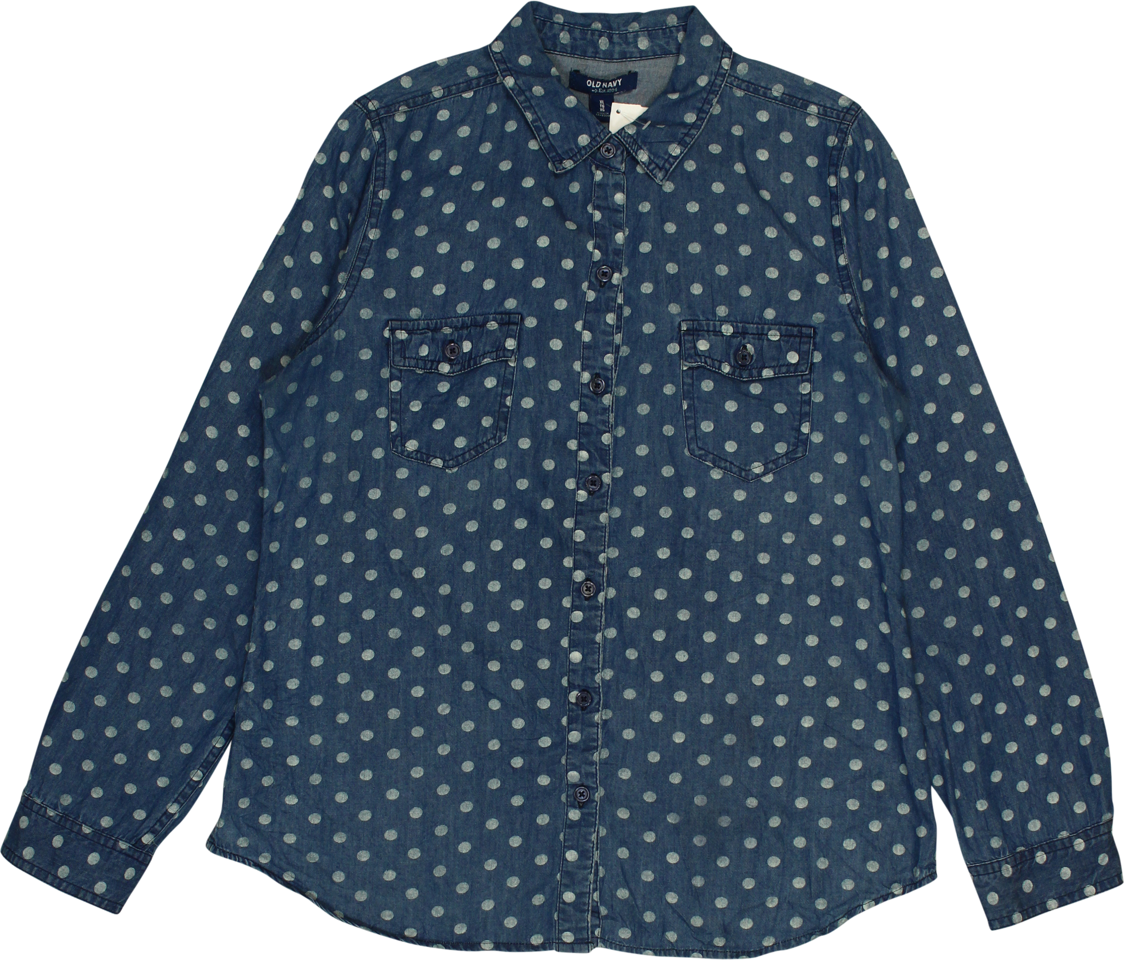 Old Navy - Denim Polkadot Shirt- ThriftTale.com - Vintage and second handclothing