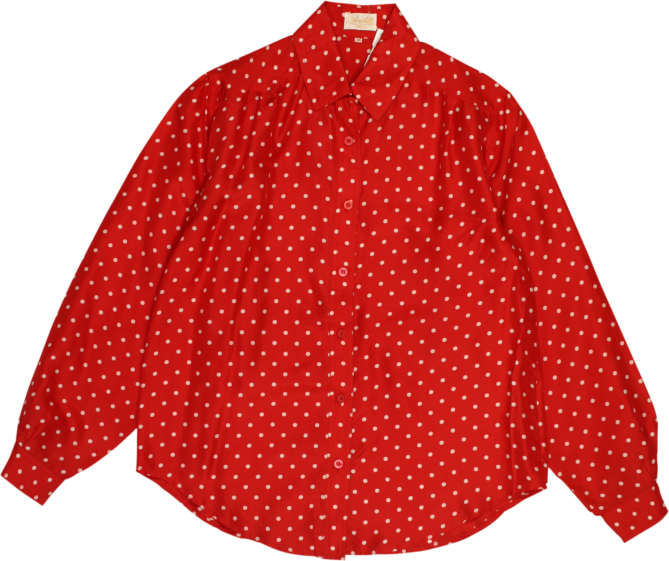 Pure Silk - 80's Polkadot Shirt- ThriftTale.com - Vintage and second handclothing