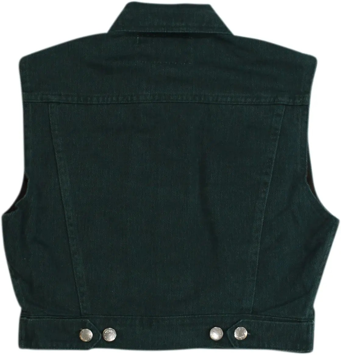 PJG - Green Sleeveless Denim Jacket- ThriftTale.com - Vintage and second handclothing