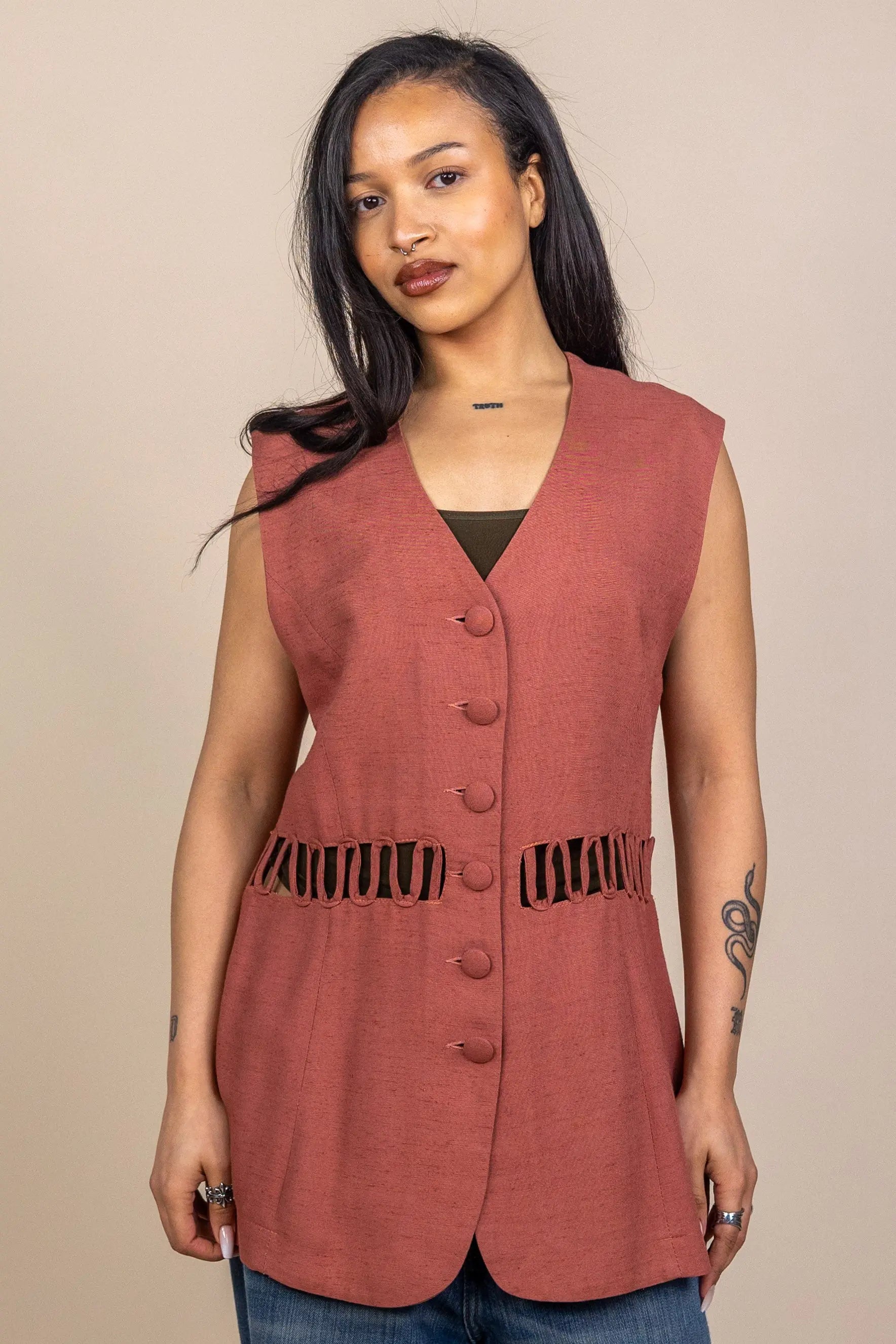 Pati-Pat - Vintage 80s Blush Waistcoat by Pati-Pat- ThriftTale.com - Vintage and second handclothing