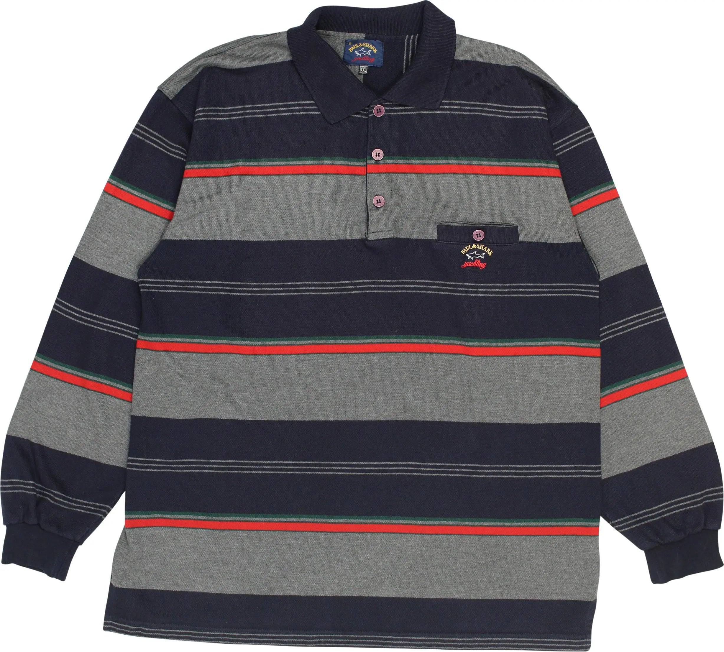 Paul & Shark - Paul & Shark Striped Polo Sweater- ThriftTale.com - Vintage and second handclothing
