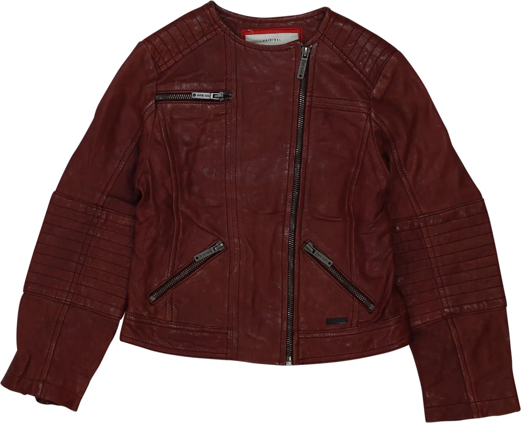 Pepe Jeans - Red Leather Jacket by Pepe Jeans- ThriftTale.com - Vintage and second handclothing