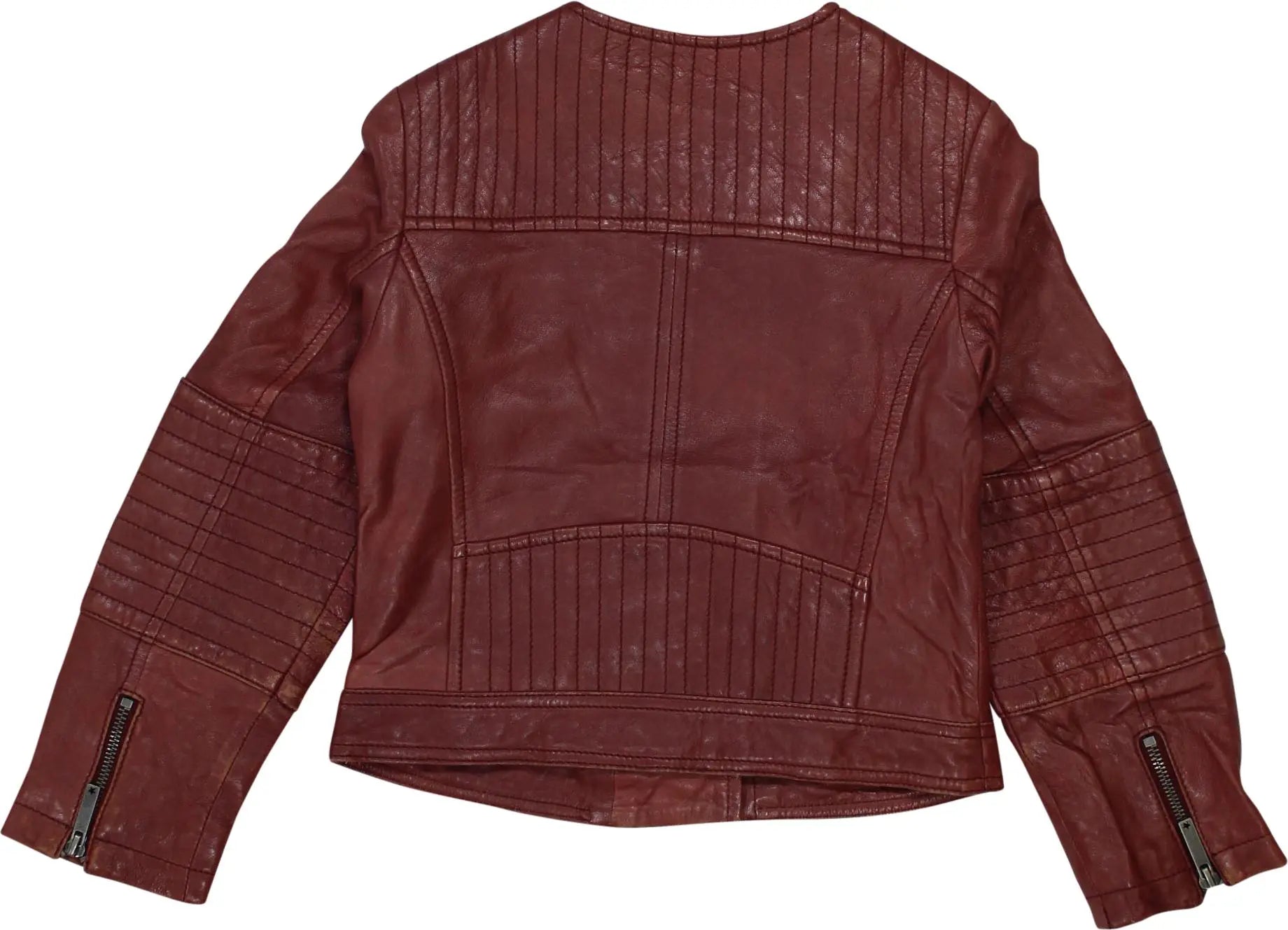 Pepe Jeans - Red Leather Jacket by Pepe Jeans- ThriftTale.com - Vintage and second handclothing