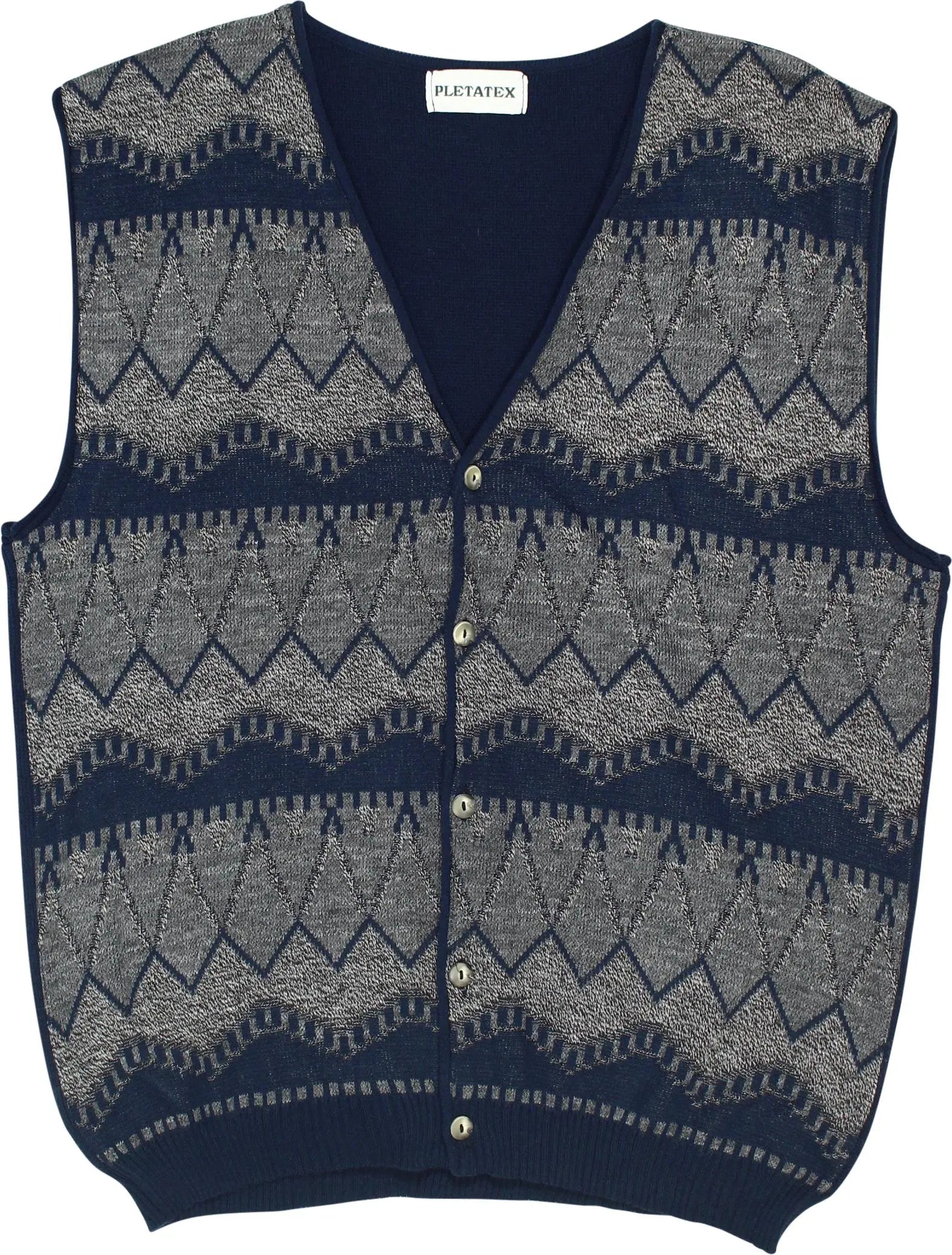 Pletatex - Patterned Buttoned Vest- ThriftTale.com - Vintage and second handclothing