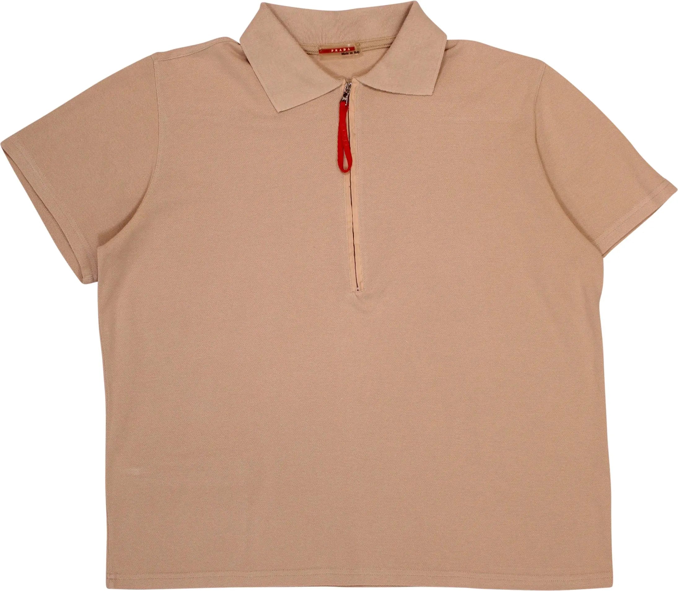 Vintage Beige Quater Zip Polo Shirt by Prada